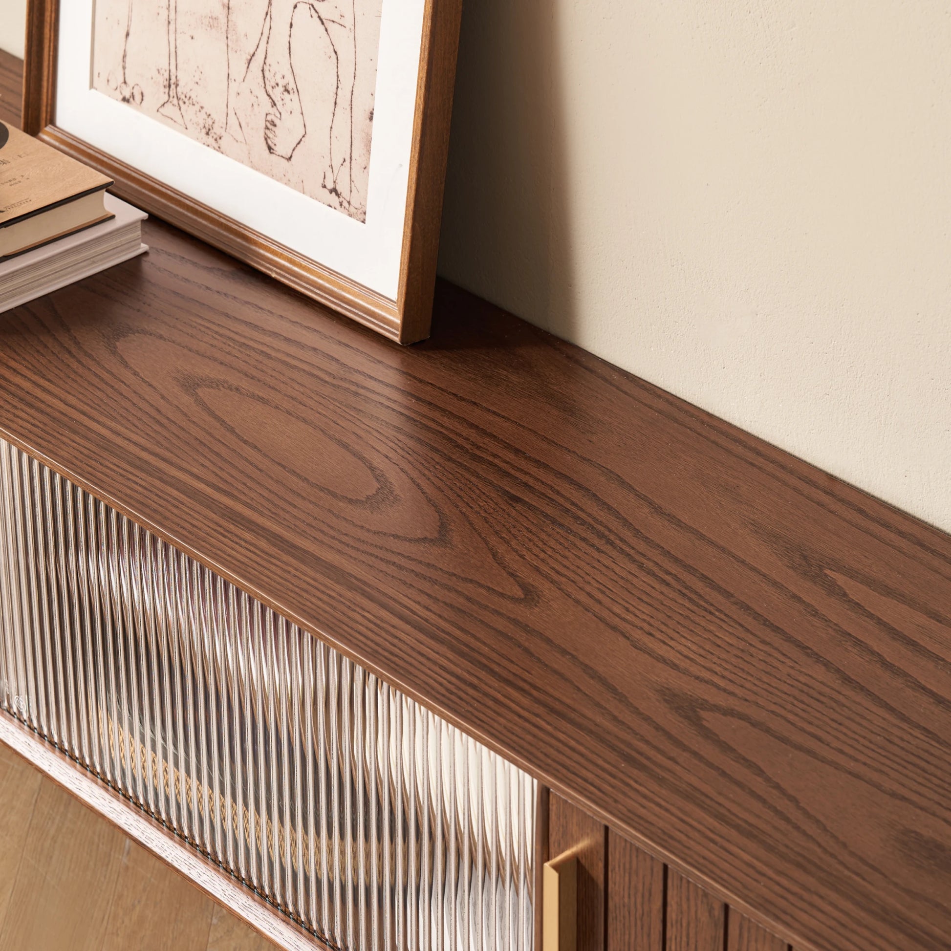 Solidwood Danya Entertainment Unit with Glass Doors, 200cm