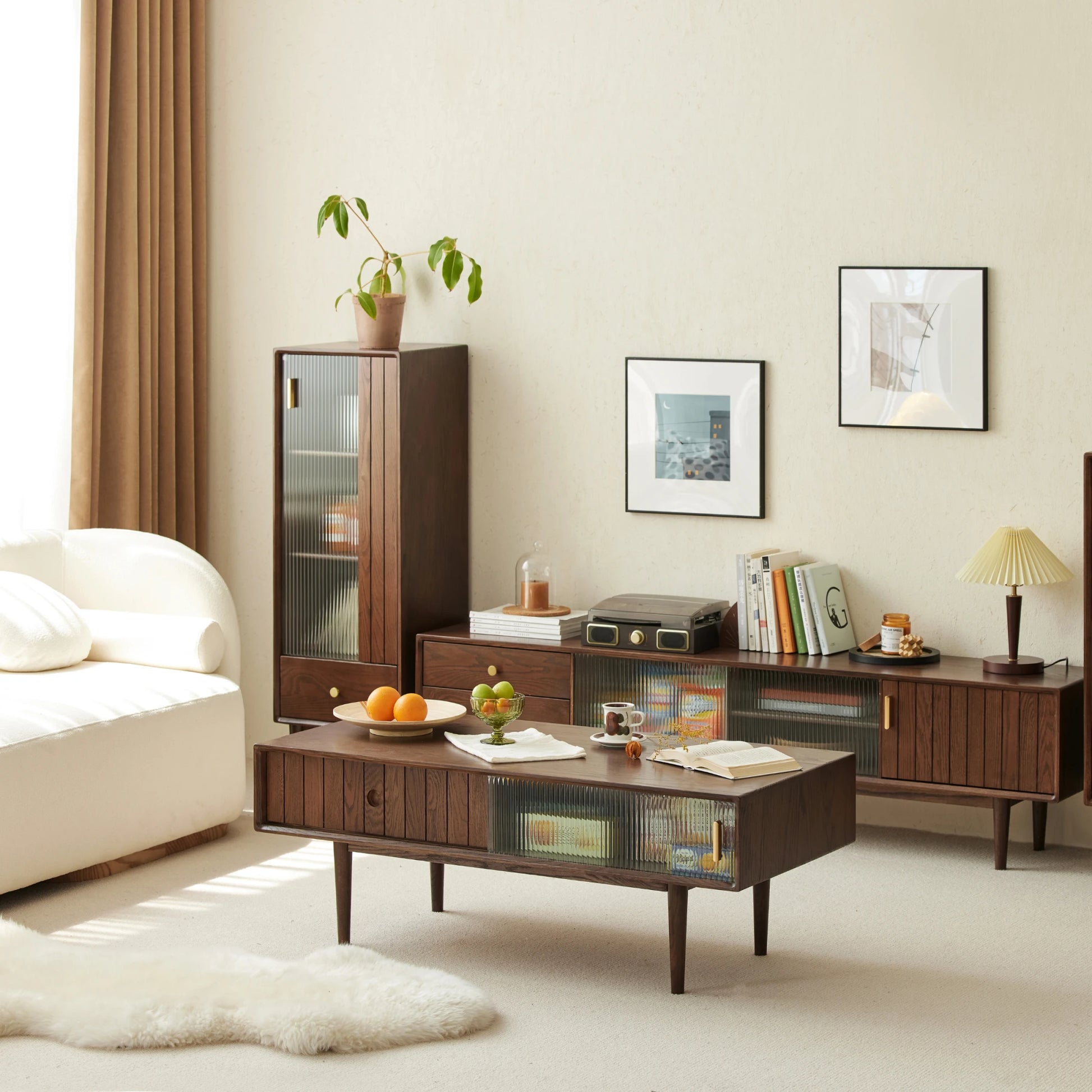 Solidwood Danya Entertainment Unit with Glass Doors, 200cm