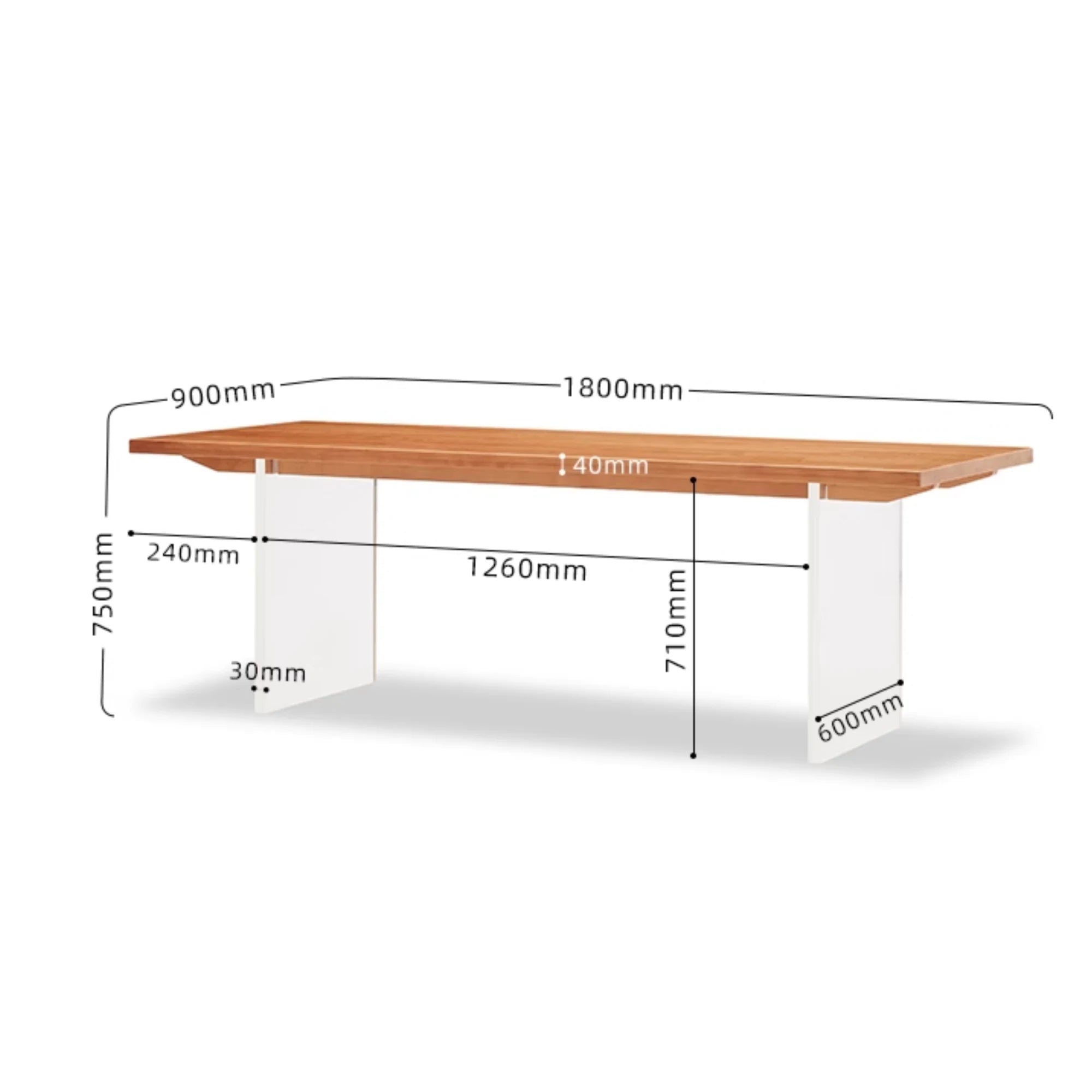 Solidwood Elvoraa Cherry Dining Table With Acrylic Legs, Natural Wood, Transparent