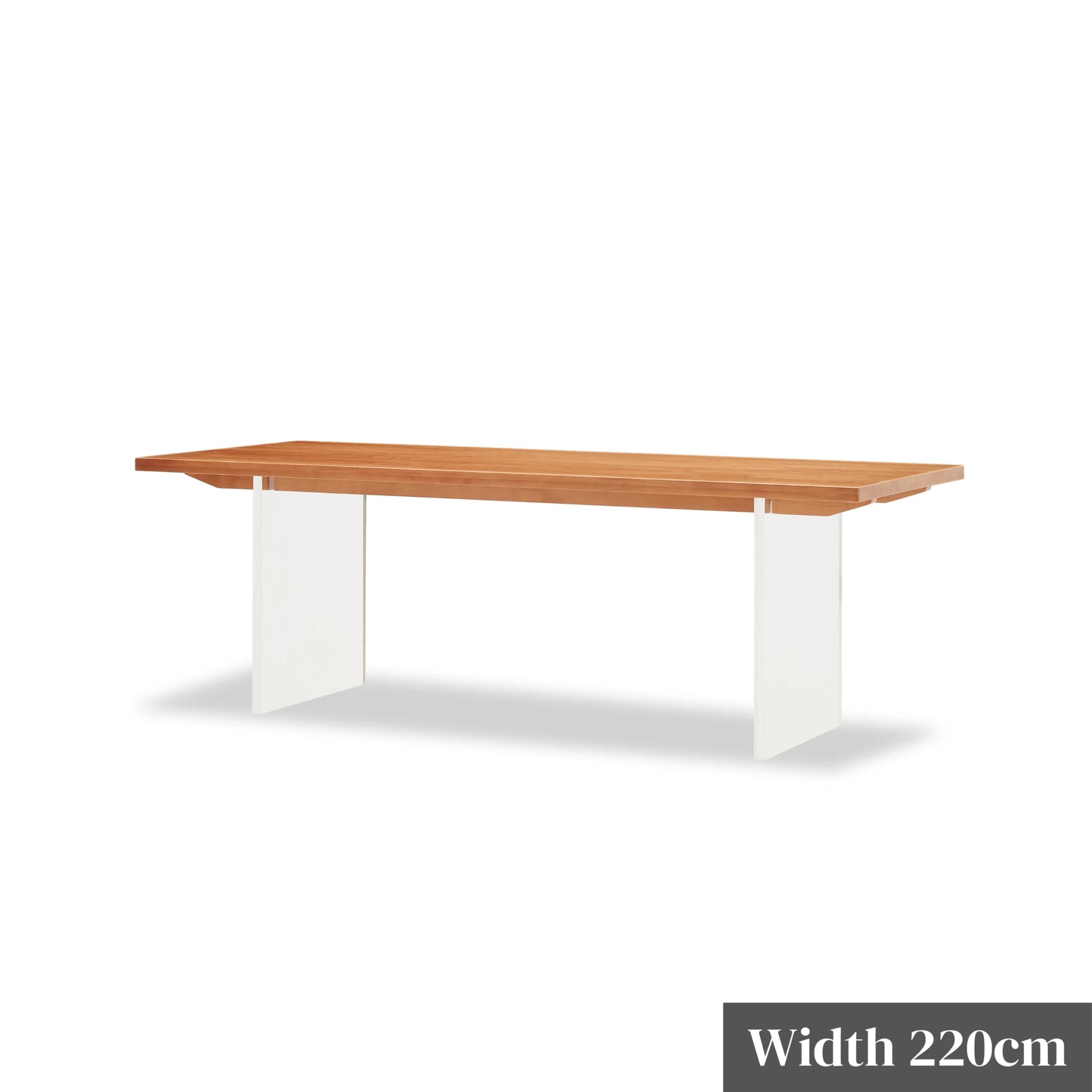 Solidwood Elvoraa Cherry Dining Table With Acrylic Legs, Natural Wood, Transparent