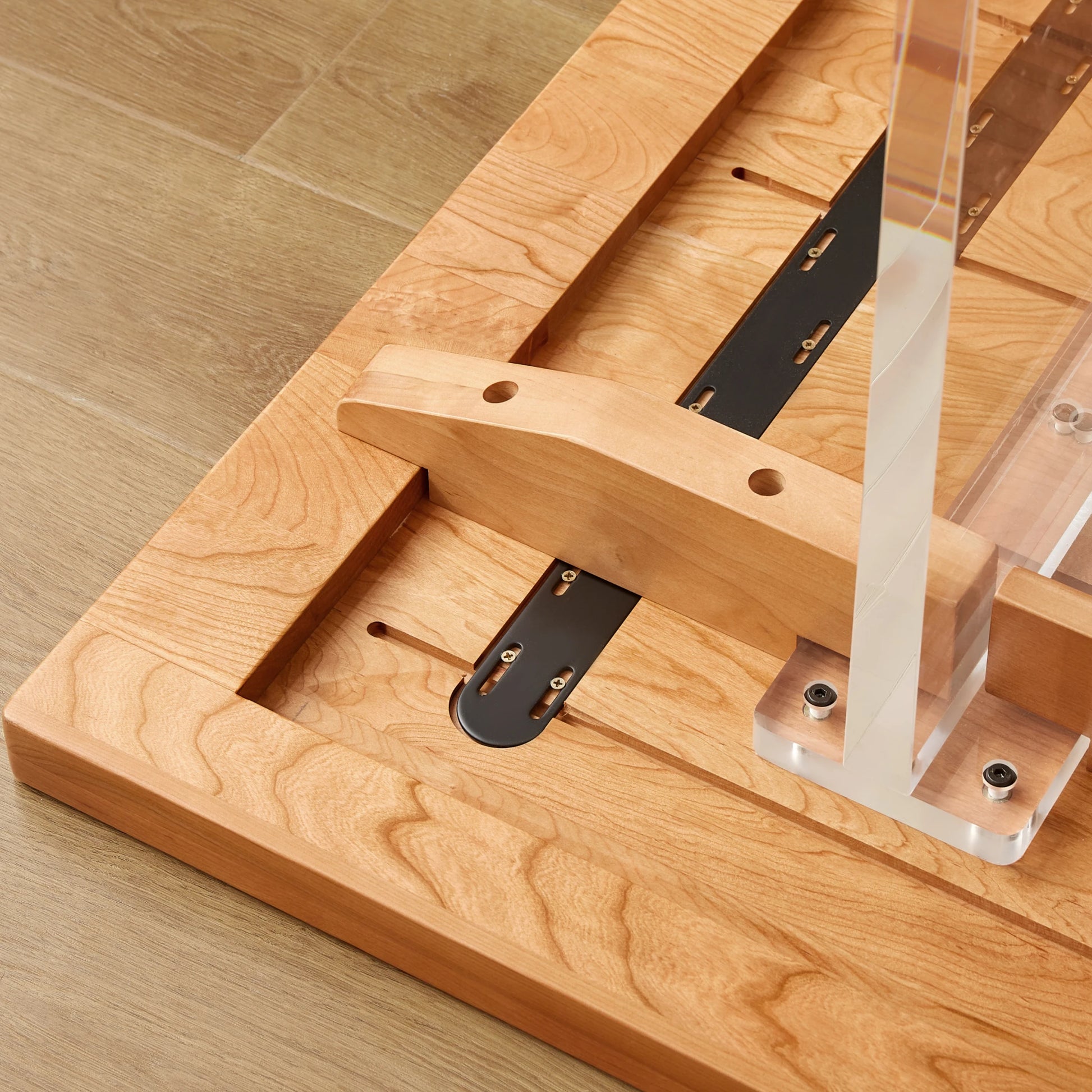 Solidwood Elvoraa Cherry Dining Table With Acrylic Legs, Natural Wood, Transparent