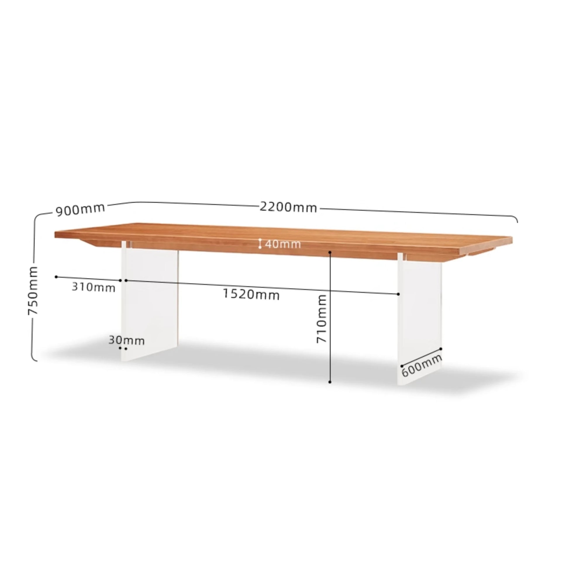 Solidwood Elvoraa Cherry Dining Table With Acrylic Legs, Natural Wood, Transparent