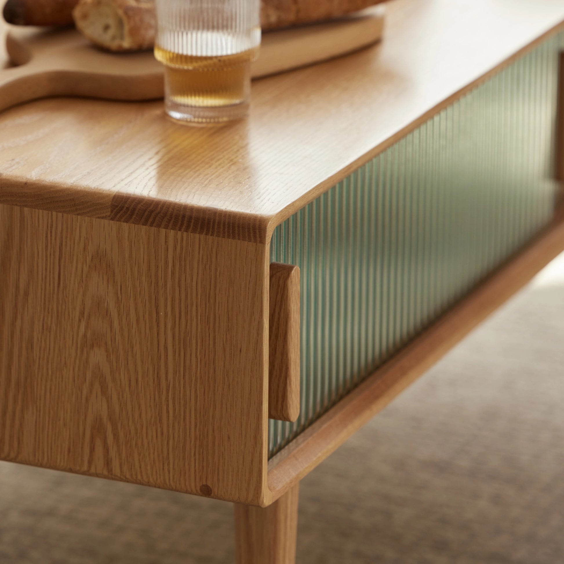 Solidwood Fuji Coffee Table with Glass Doors, 110cm