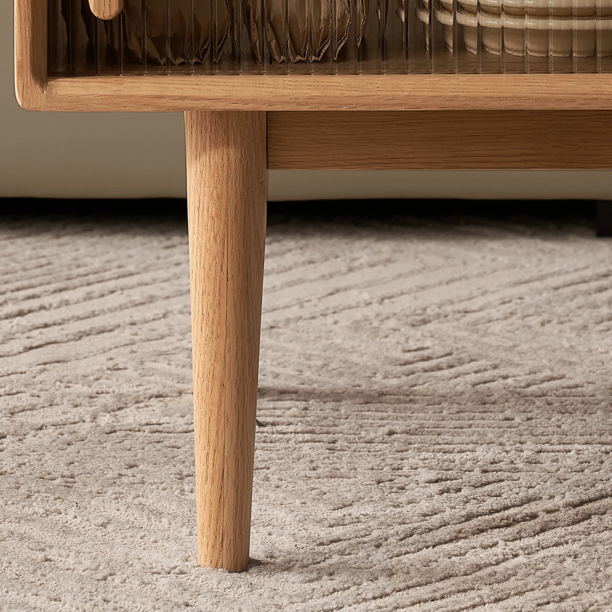 Solidwood Fuji Coffee Table with Glass Doors, 110cm