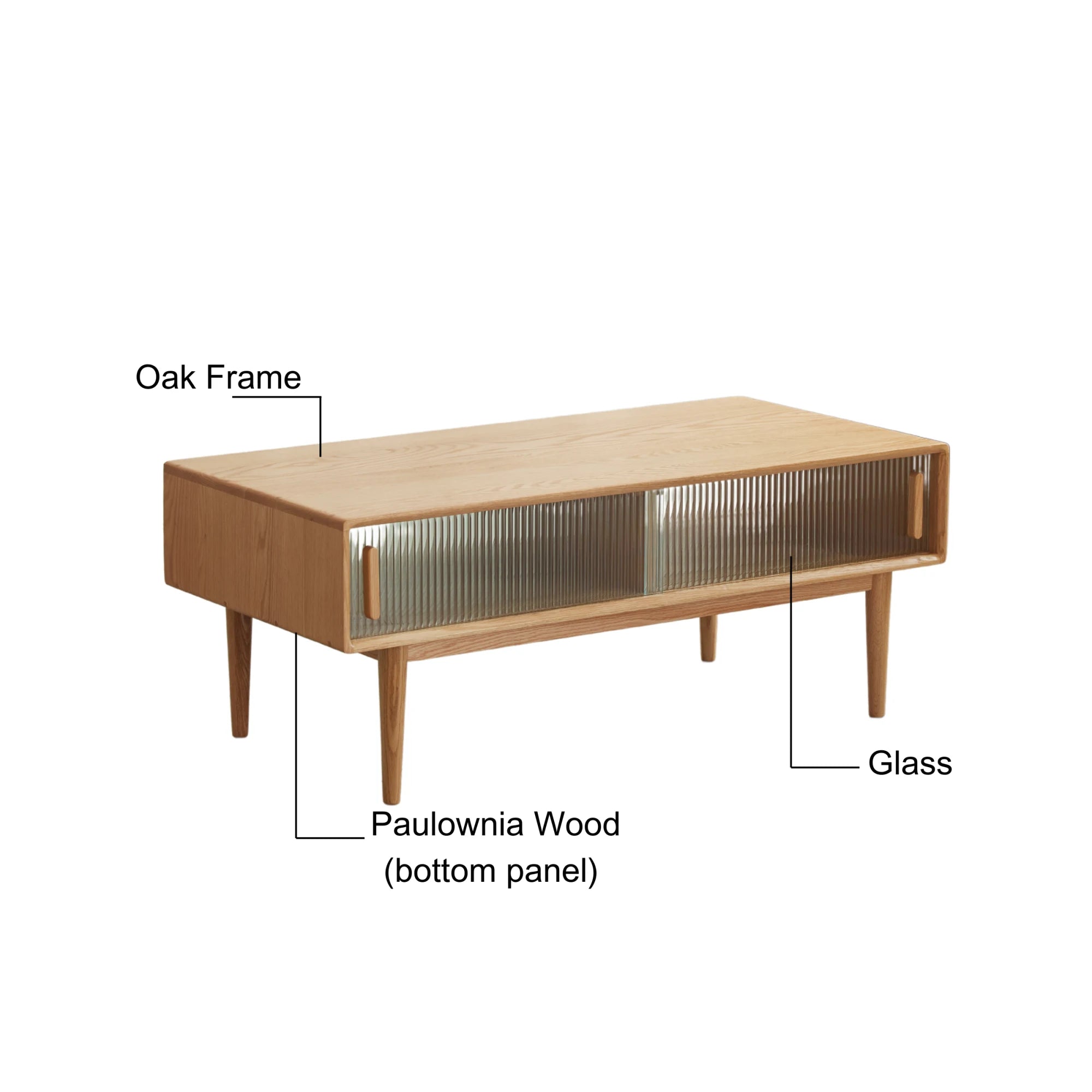 Solidwood Fuji Coffee Table with Glass Doors, 110cm