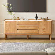 Solidwood Hemura Tall Entertainment Unit with Sintered Stone Top