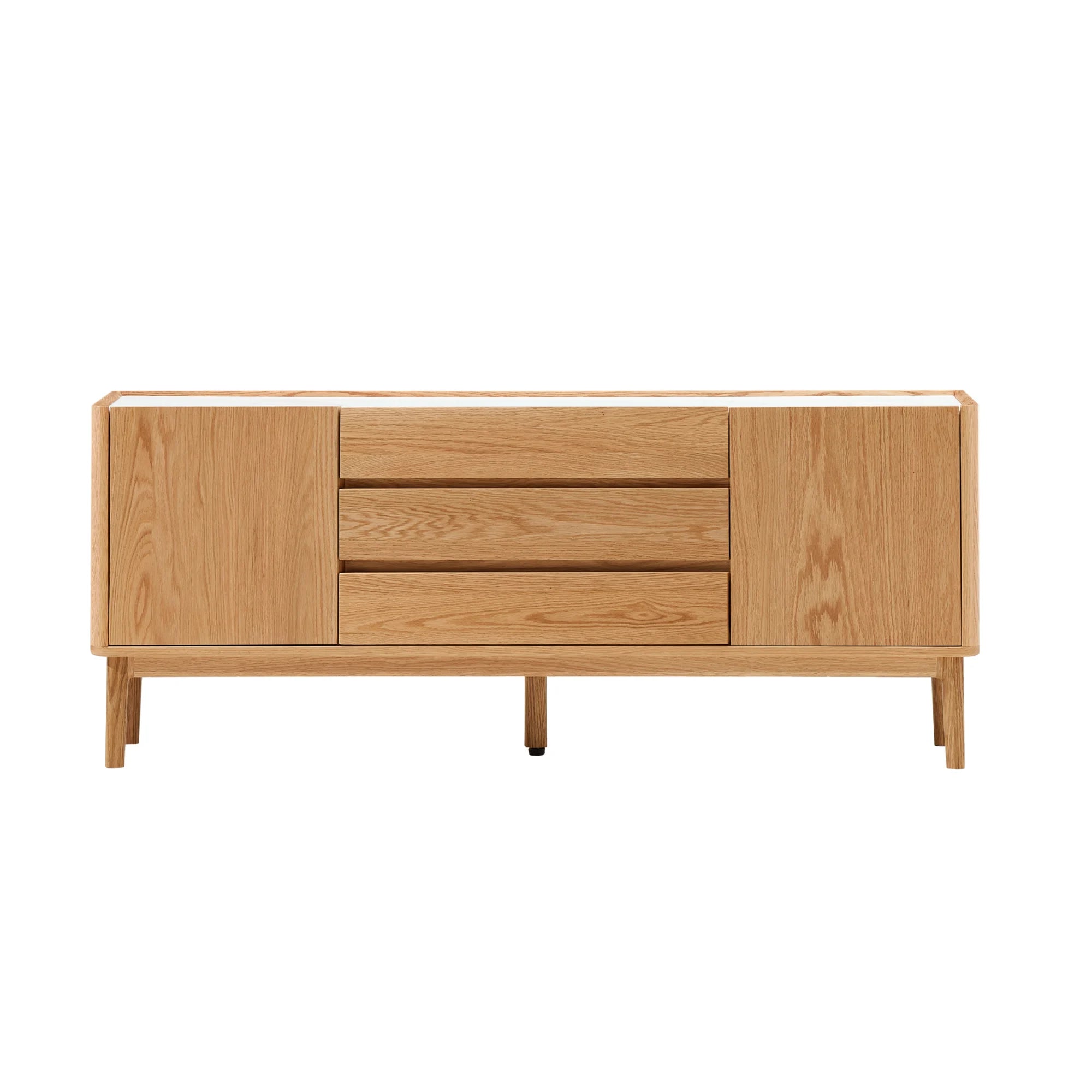 Solidwood Hemura Tall Entertainment Unit with Sintered Stone Top