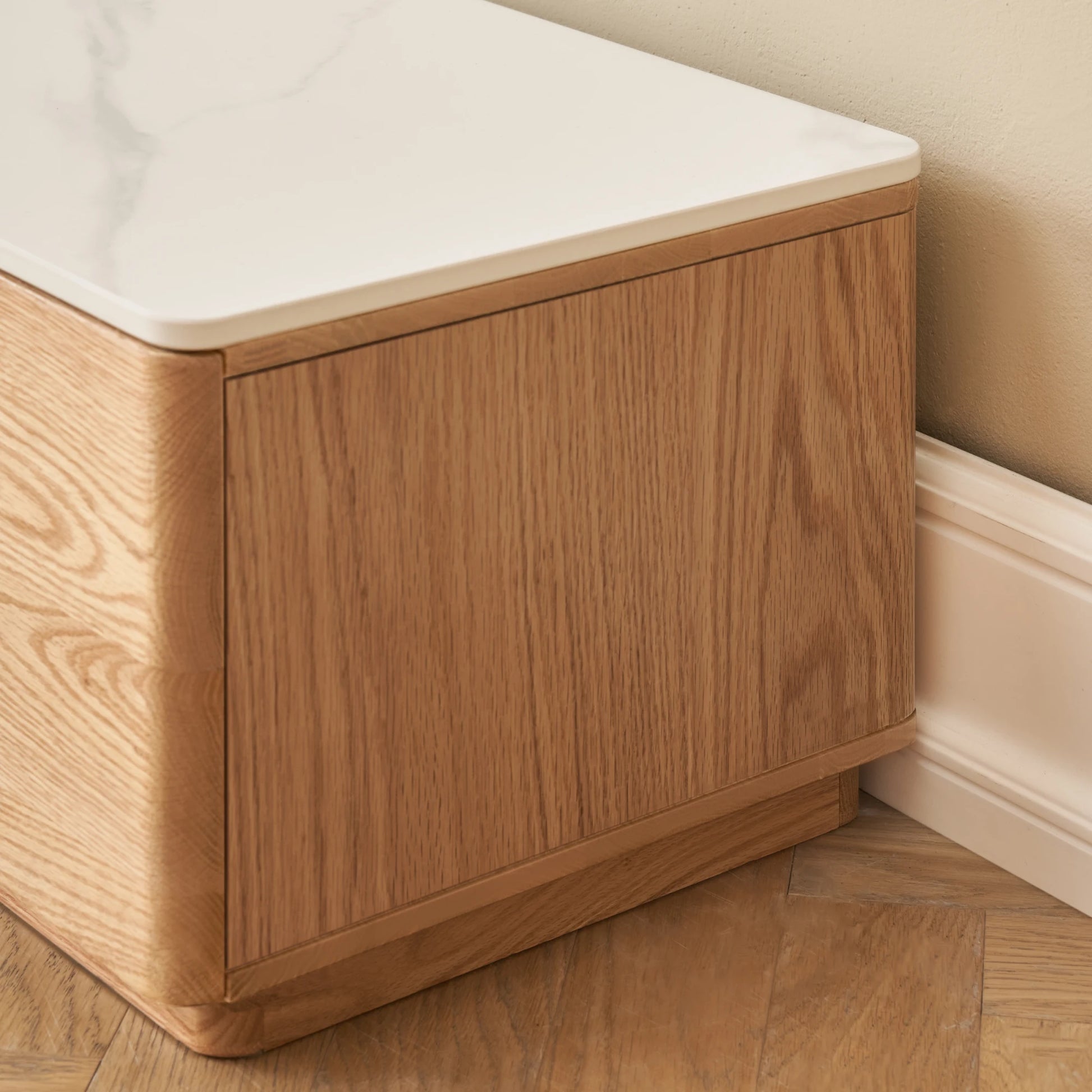 Solidwood Hemura Entertainment Unit with Sintered Stone Top, 240cm