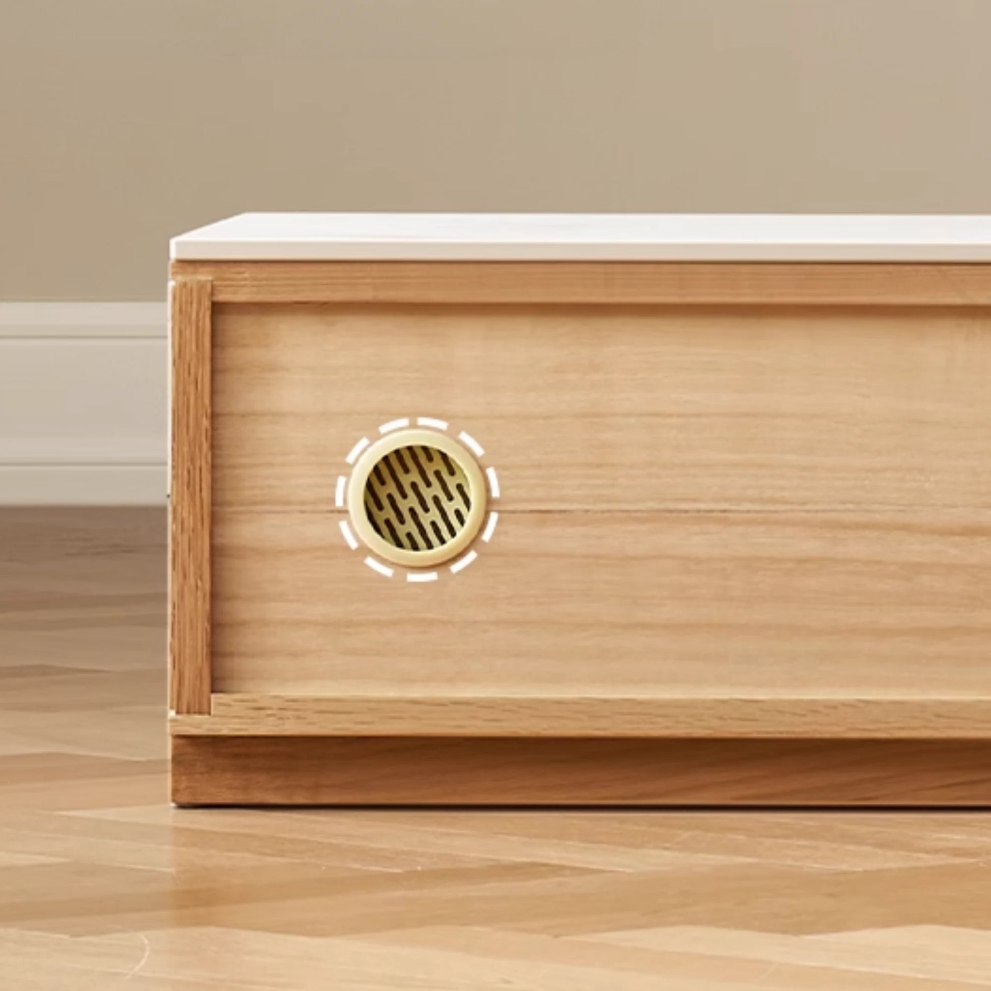 Solidwood Hemura Entertainment Unit with Sintered Stone Top, 240cm