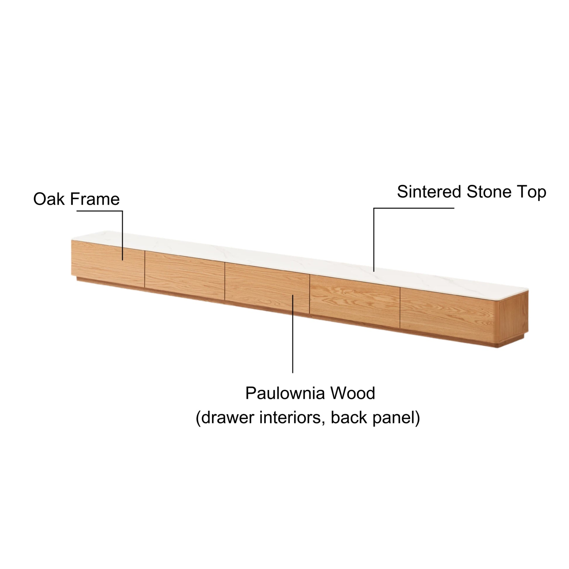 Solidwood Hemura Entertainment Unit with Sintered Stone Top, 300cm