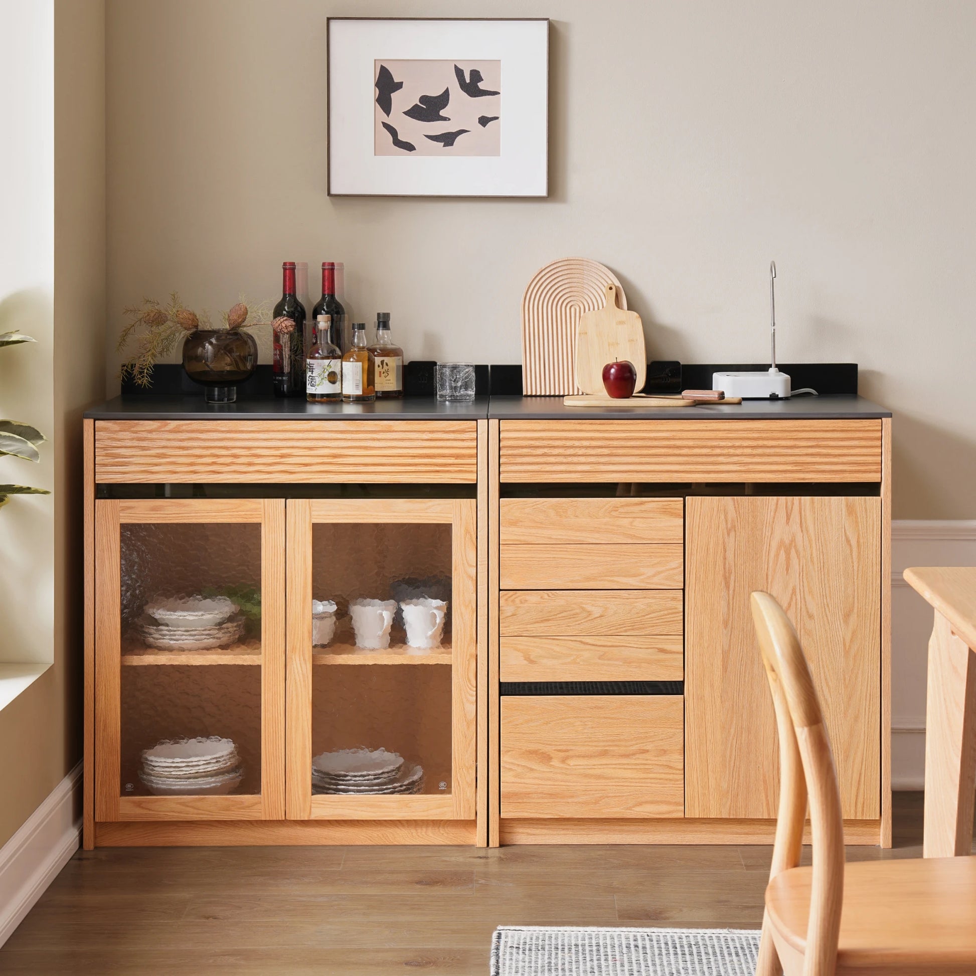 Solidwood Hemura Sideboard with Drawers & Cabinet