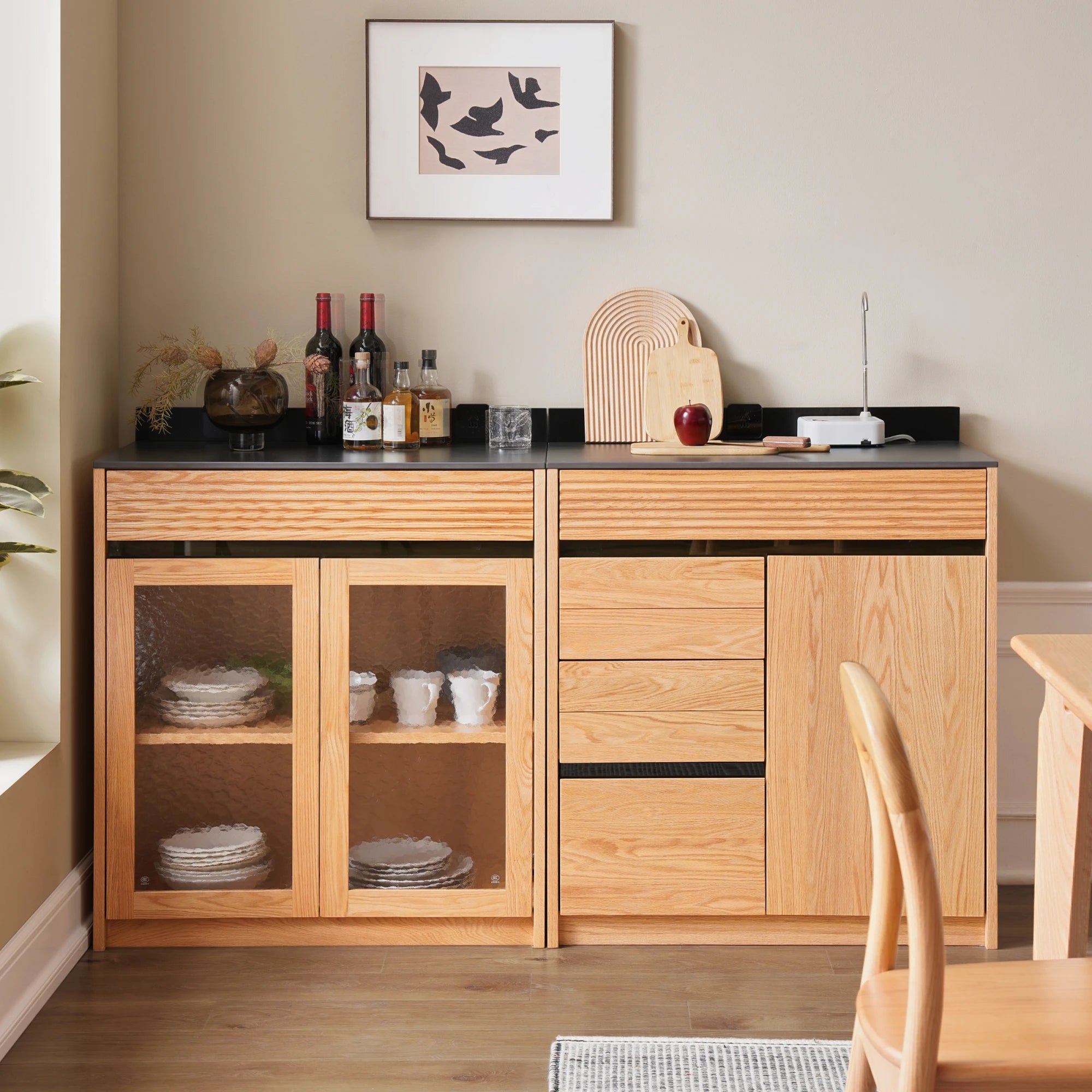 Solidwood Hemura Sideboard with Drawers & Cabinet