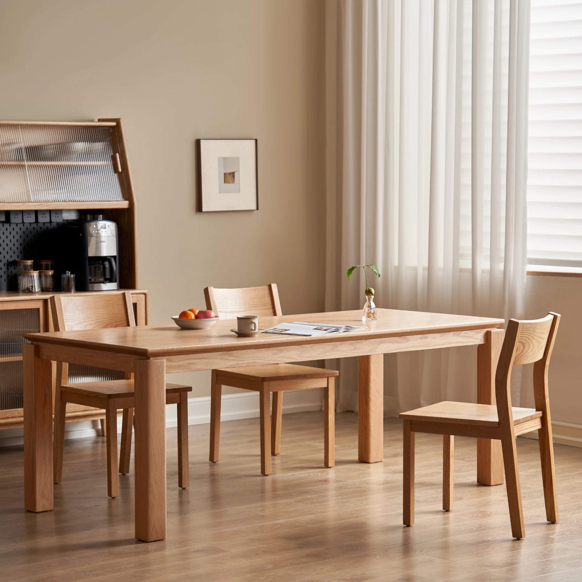 Solidwood Hemura Dining Table, Natural Wood