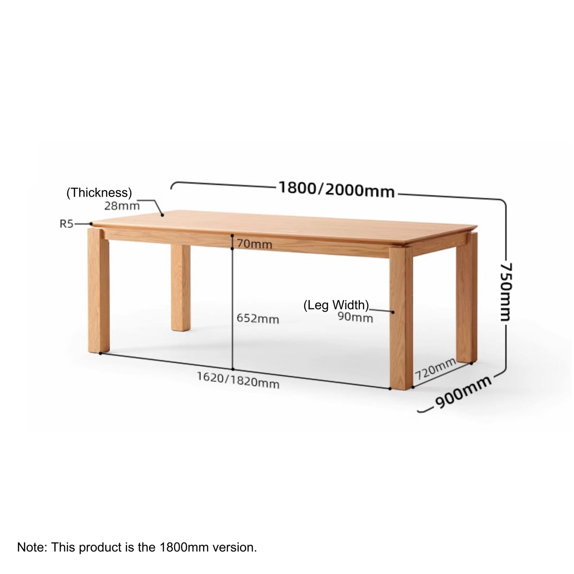 Solidwood Hemura Dining Table, Natural Wood