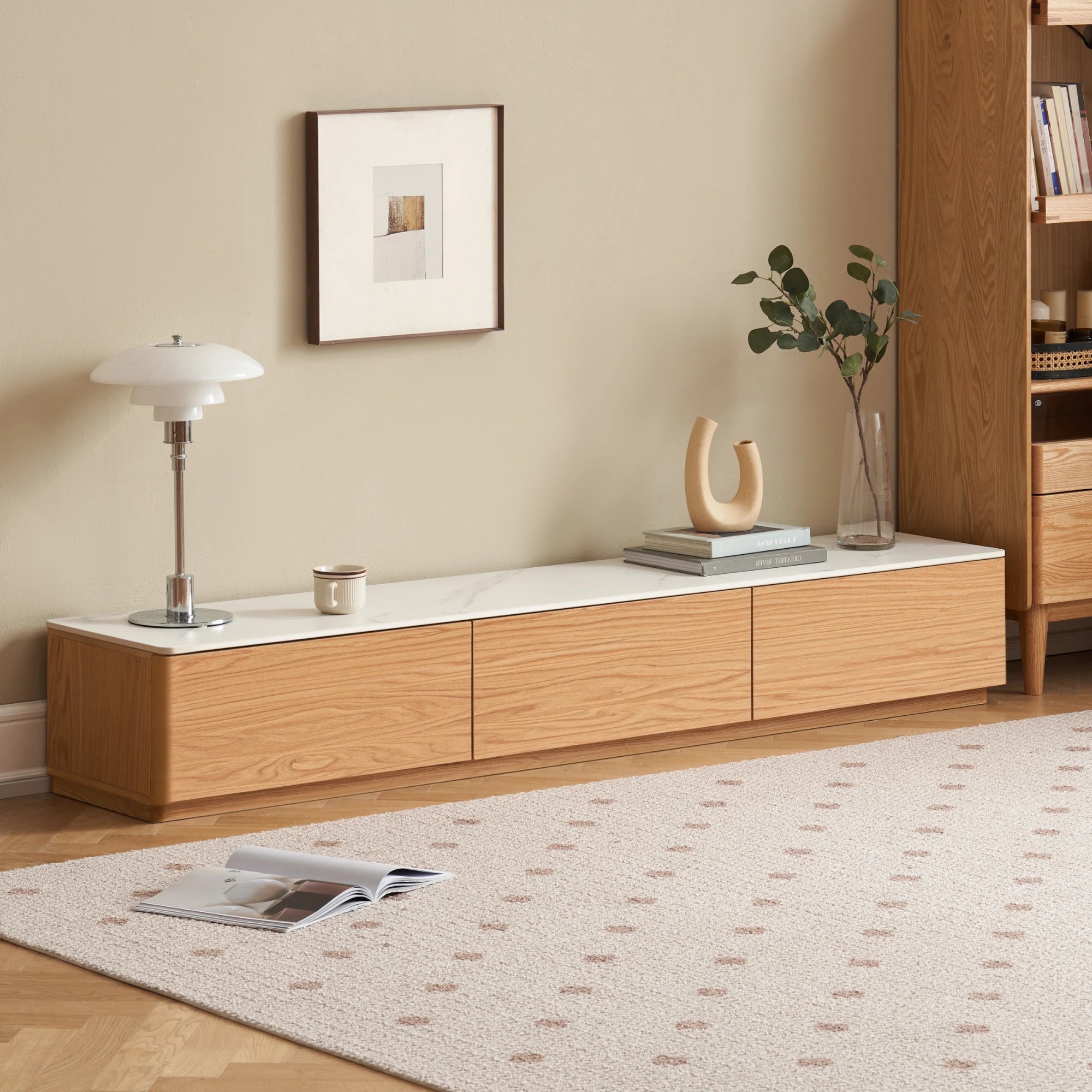 Solidwood Hemura Entertainment Unit with Sintered Stone Top, 180cm