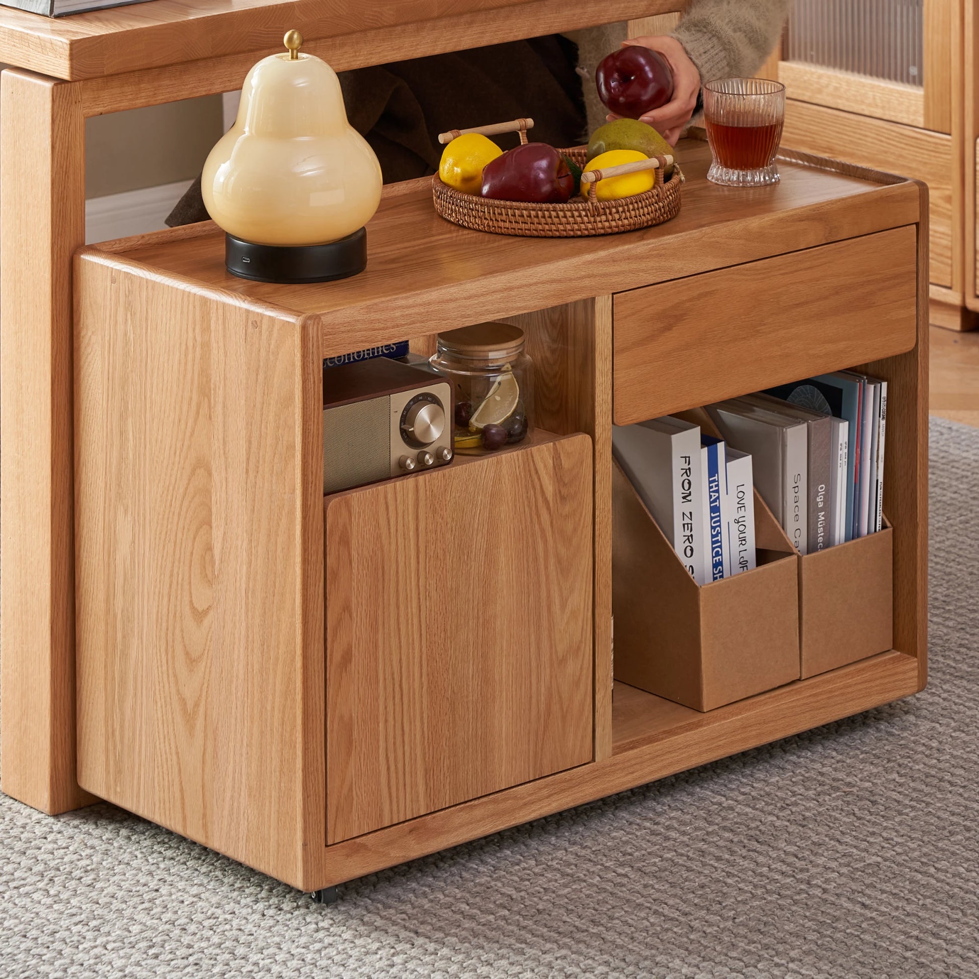 Solidwood Hemura Movable Side Table, 60cm