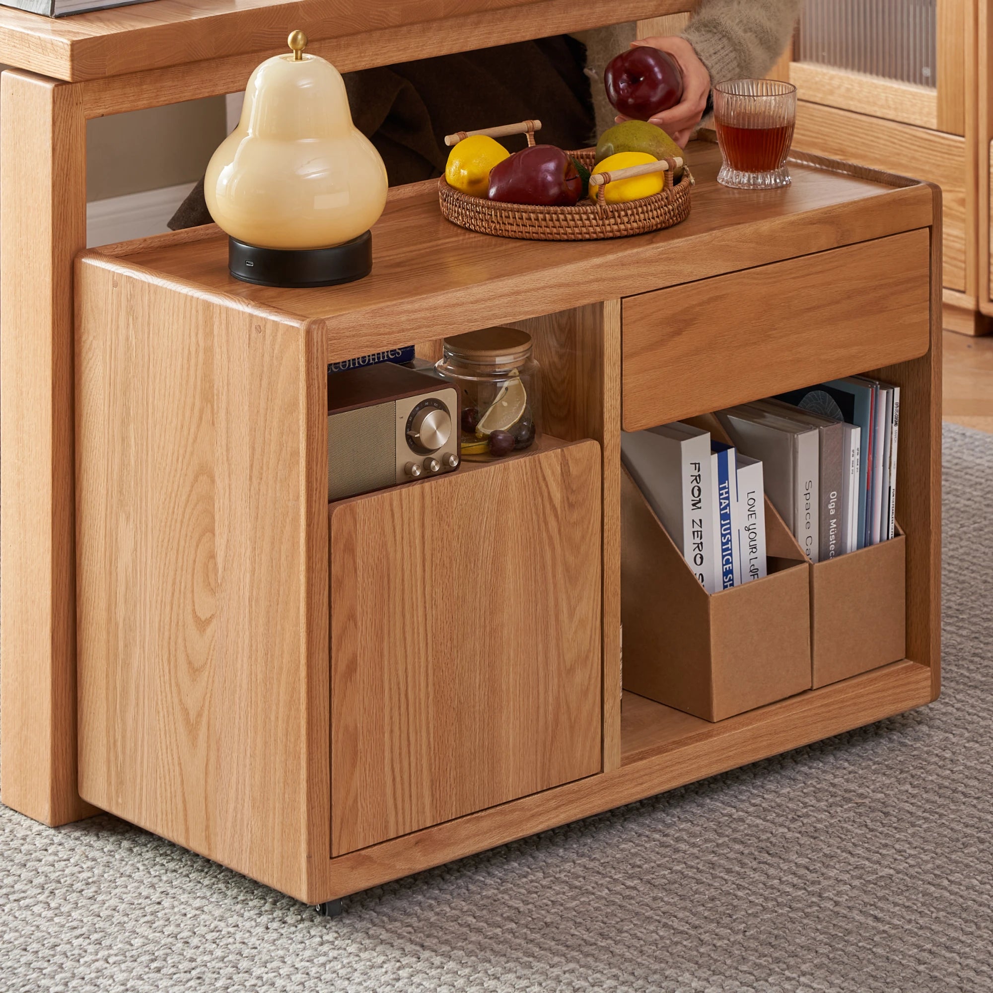 Solidwood Hemura Movable Side Table, 60cm