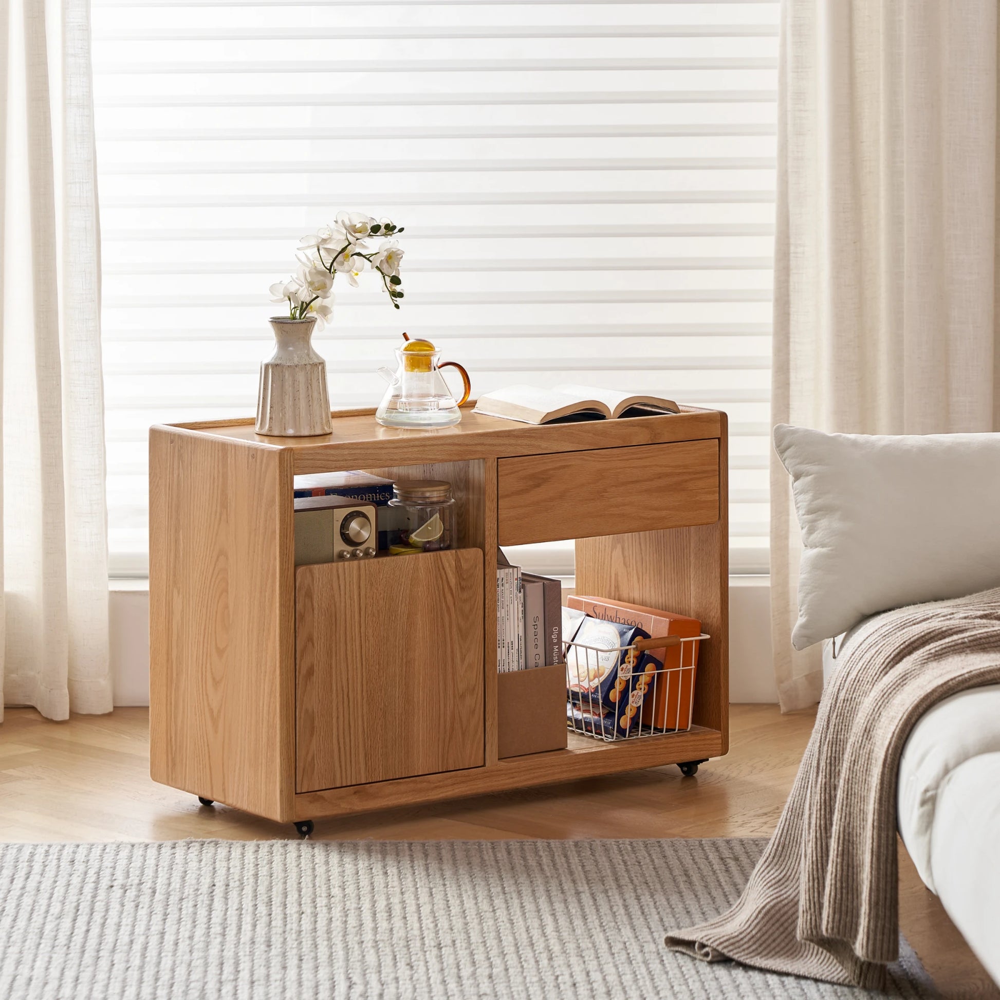 Solidwood Hemura Movable Side Table, 80cm