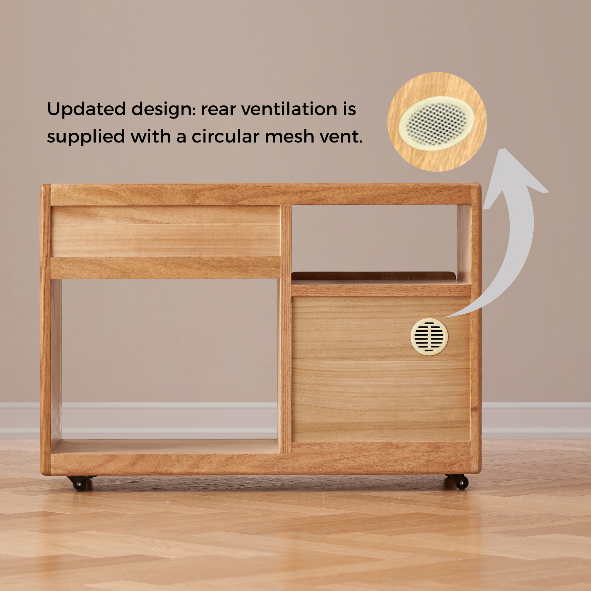 Solidwood Hemura Movable Side Table, W80cm