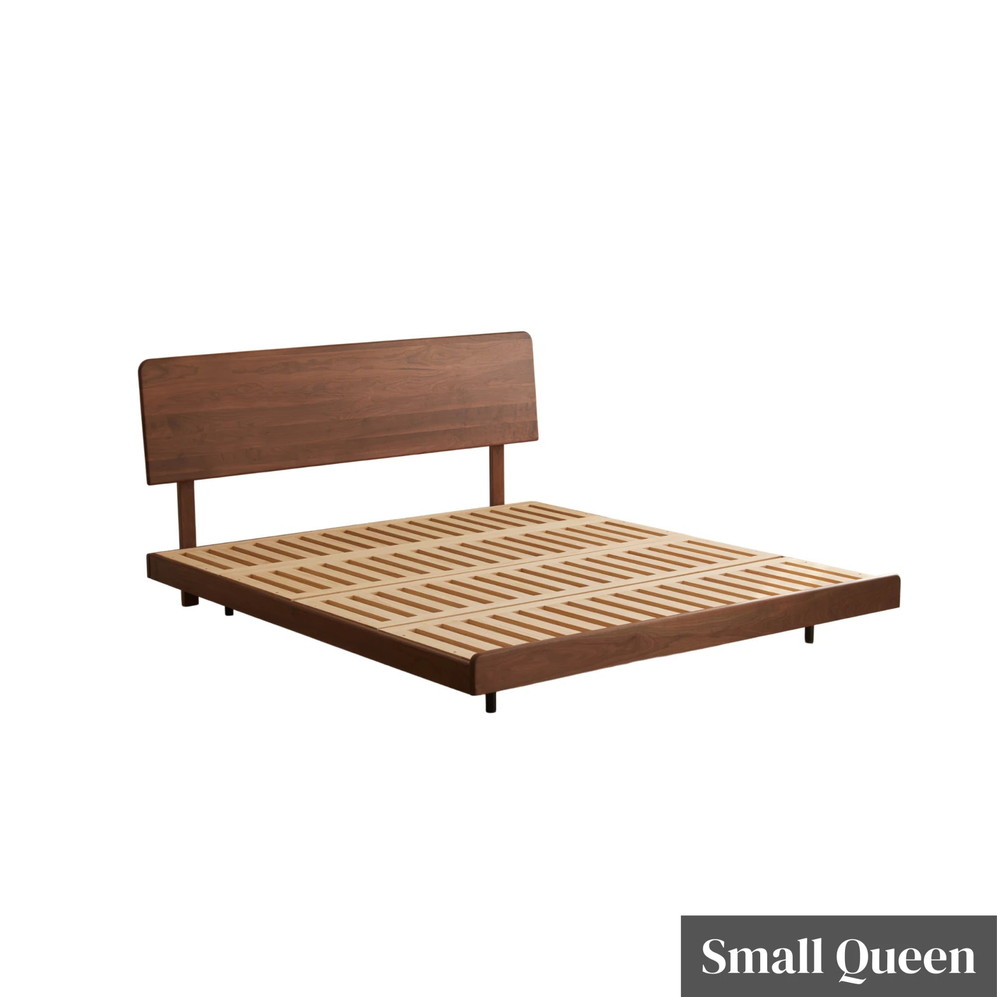 Solidwood Nordin Walnut Bed Frame With Adjustable Headboard, Dark Wood