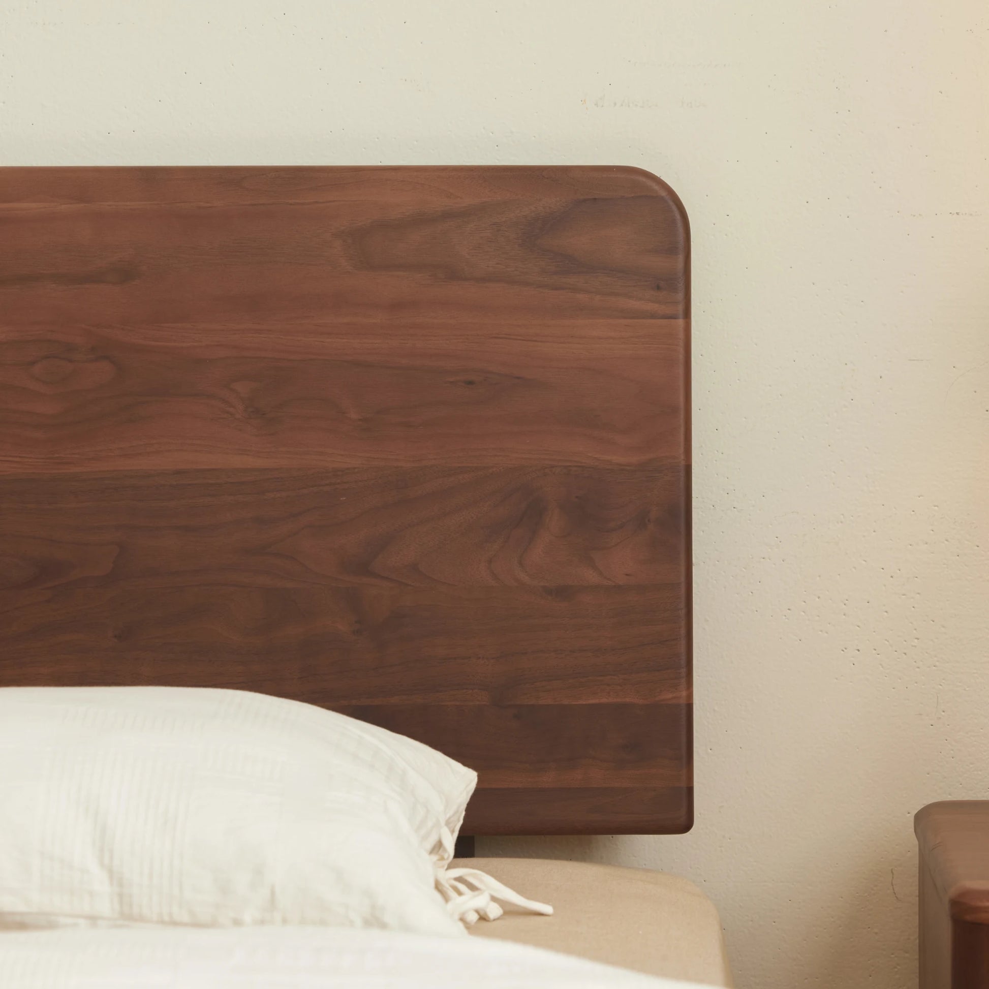 Solidwood Nordin Walnut Bed Frame With Adjustable Headboard, Dark Wood