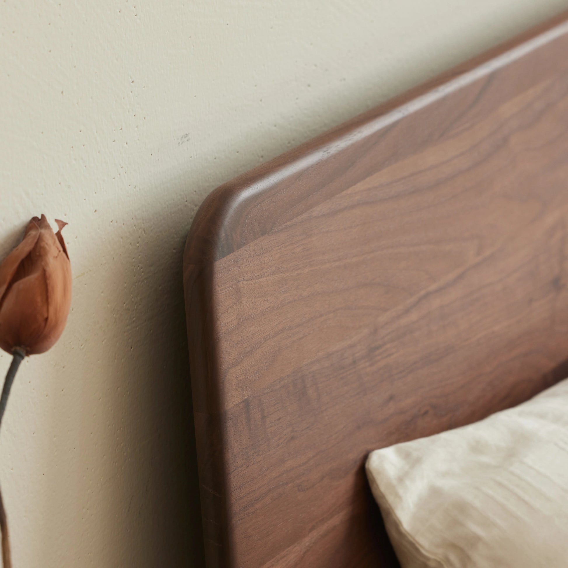 Solidwood Nordin Walnut Bed Frame With Adjustable Headboard, Dark Wood
