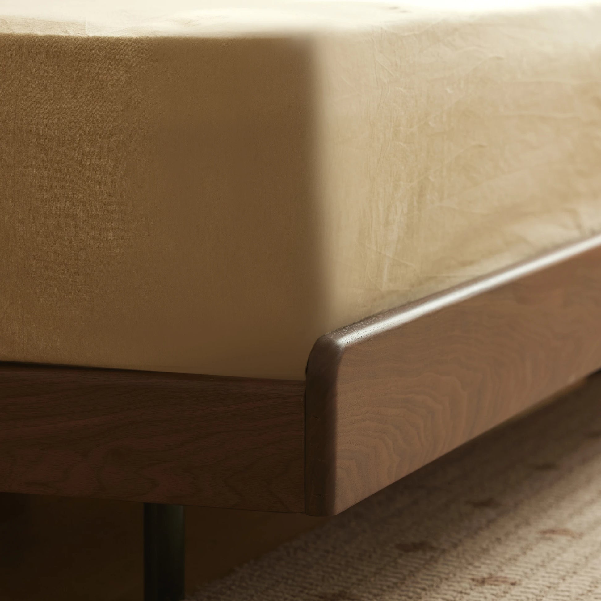 Solidwood Nordin Walnut Bed Frame With Adjustable Headboard, Dark Wood