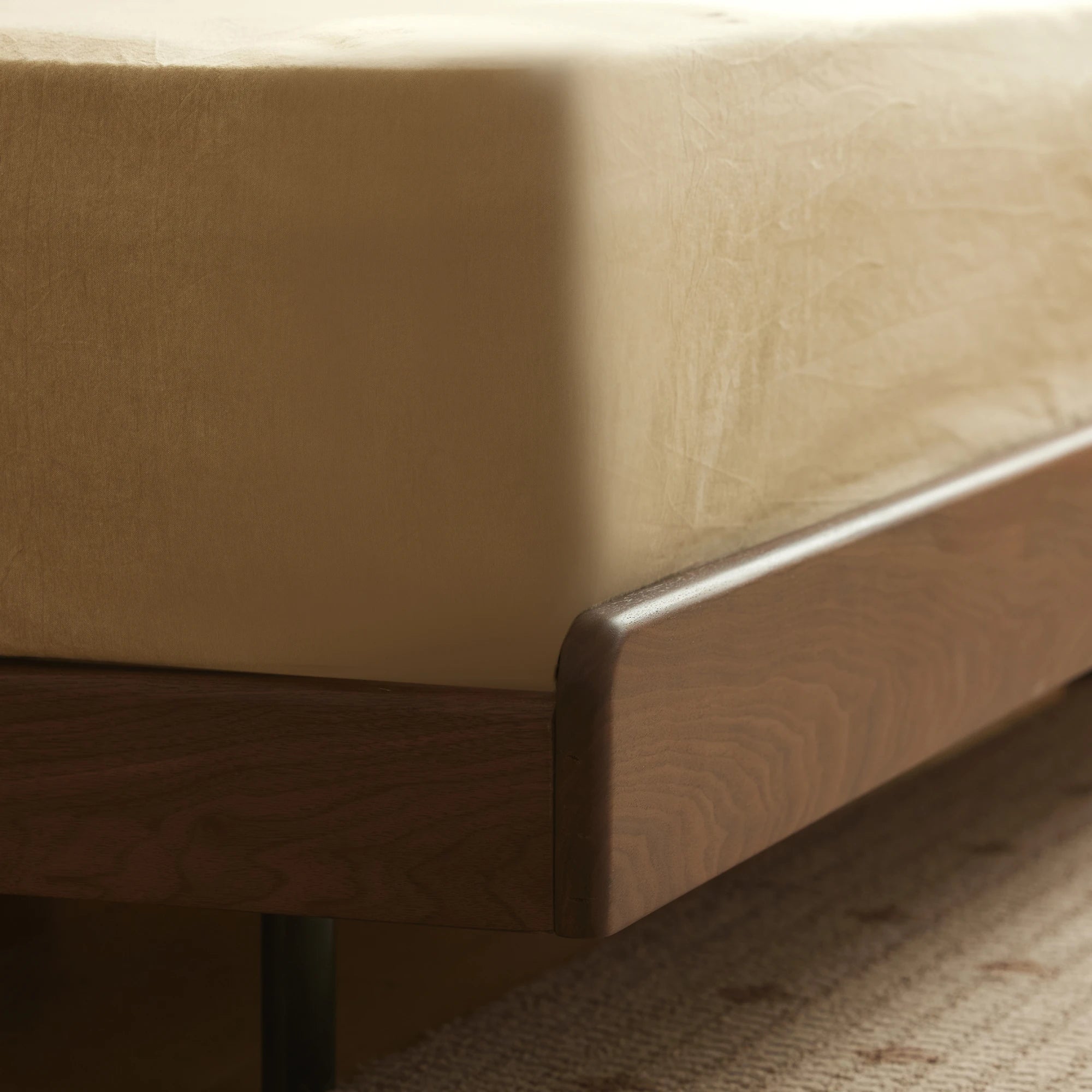 Solidwood Nordin Walnut Bed Frame With Adjustable Headboard, Dark Wood