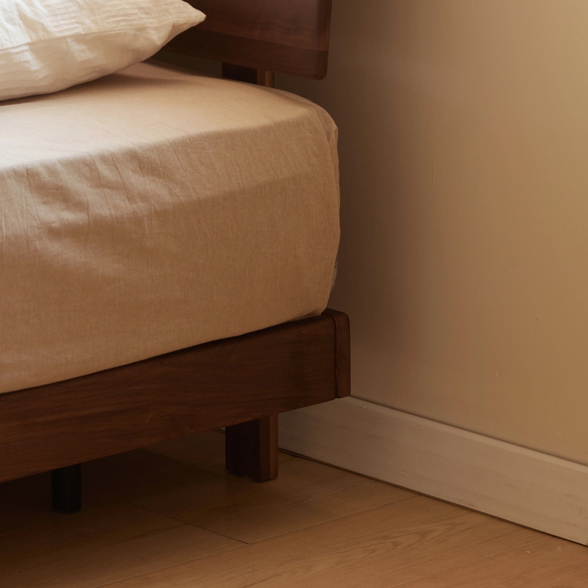 Solidwood Nordin Walnut Bed Frame With Adjustable Headboard, Dark Wood