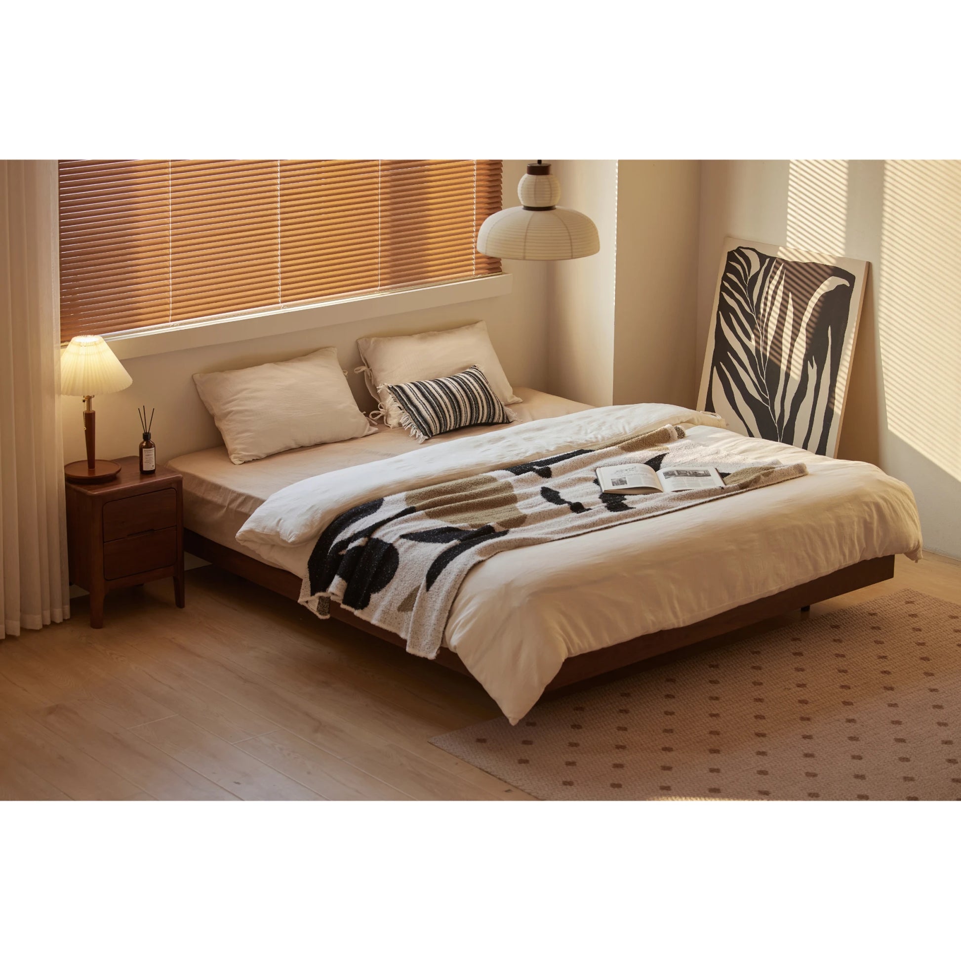Solidwood Nordin Walnut Bed Base, Dark Wood