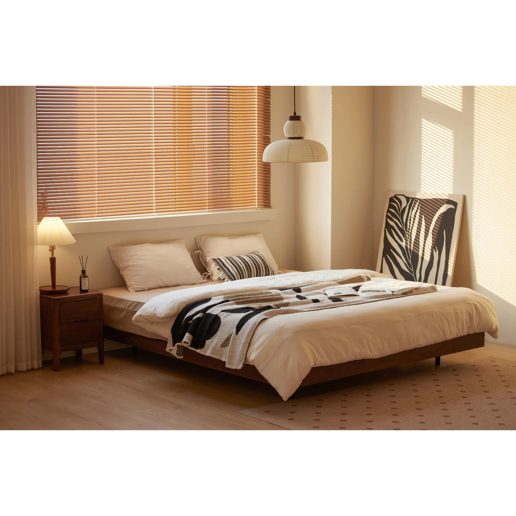 Solidwood Nordin Walnut Bed Base, Dark Wood