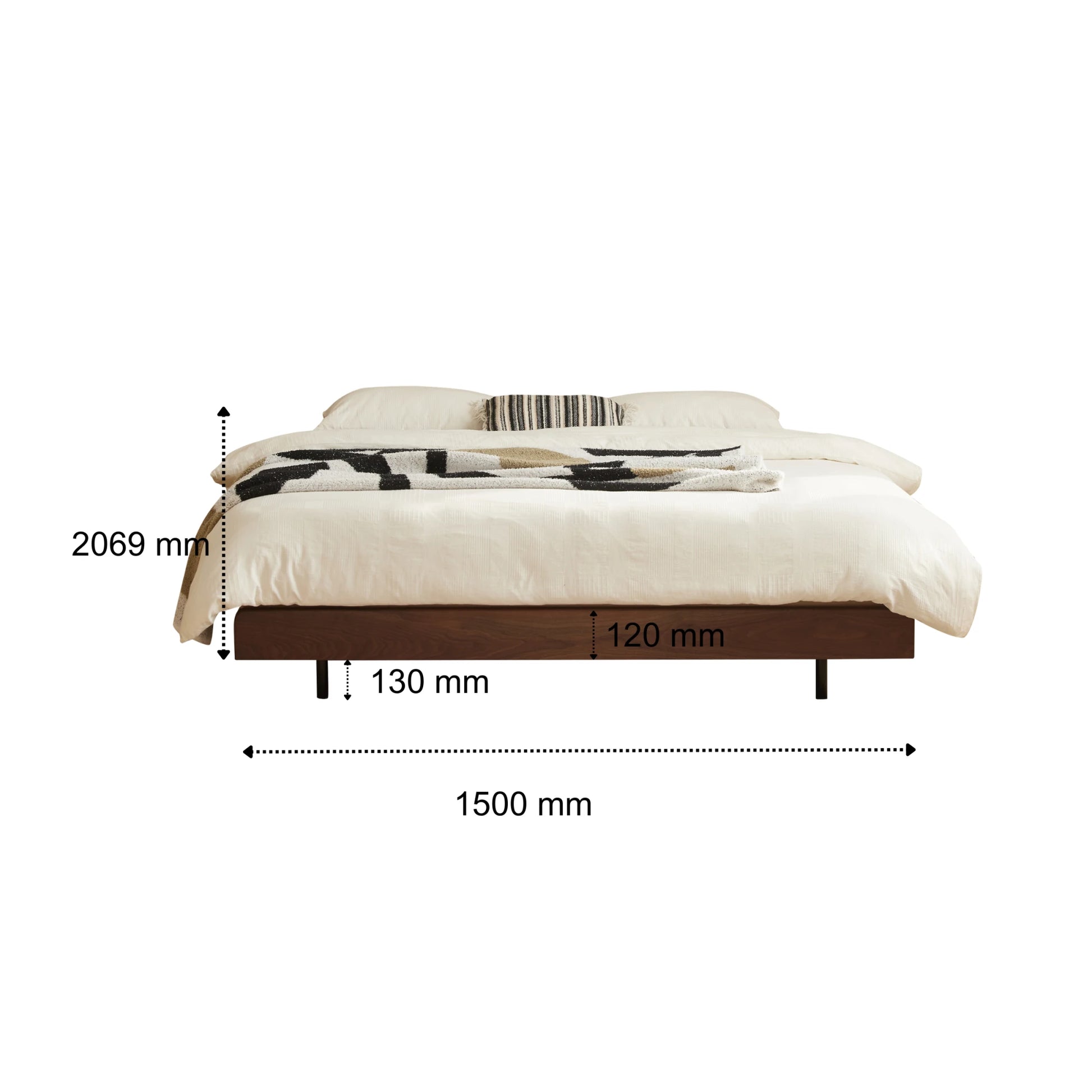 Solidwood Nordin Walnut Bed Base, Dark Wood