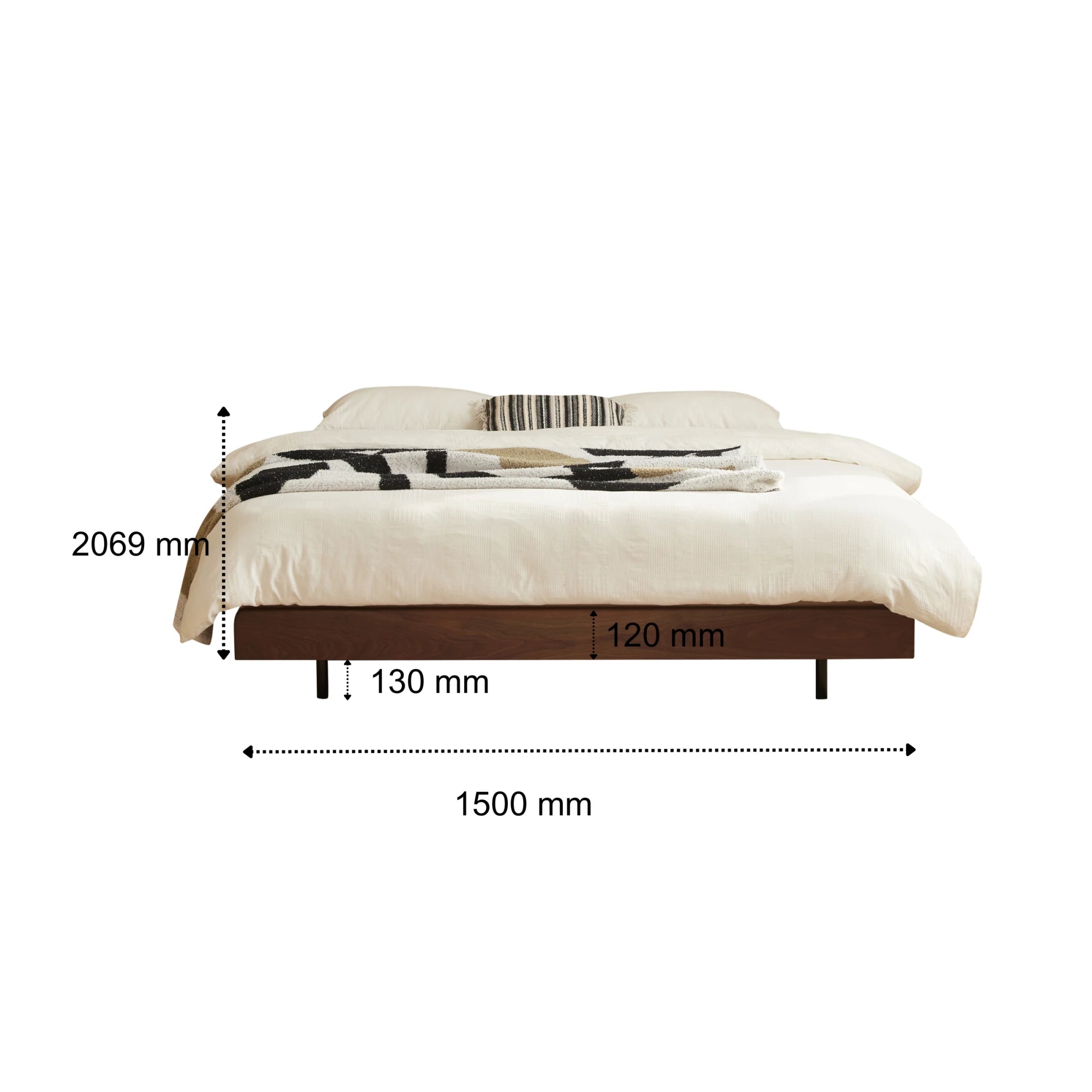 Solidwood Nordin Walnut Bed Base, Dark Wood