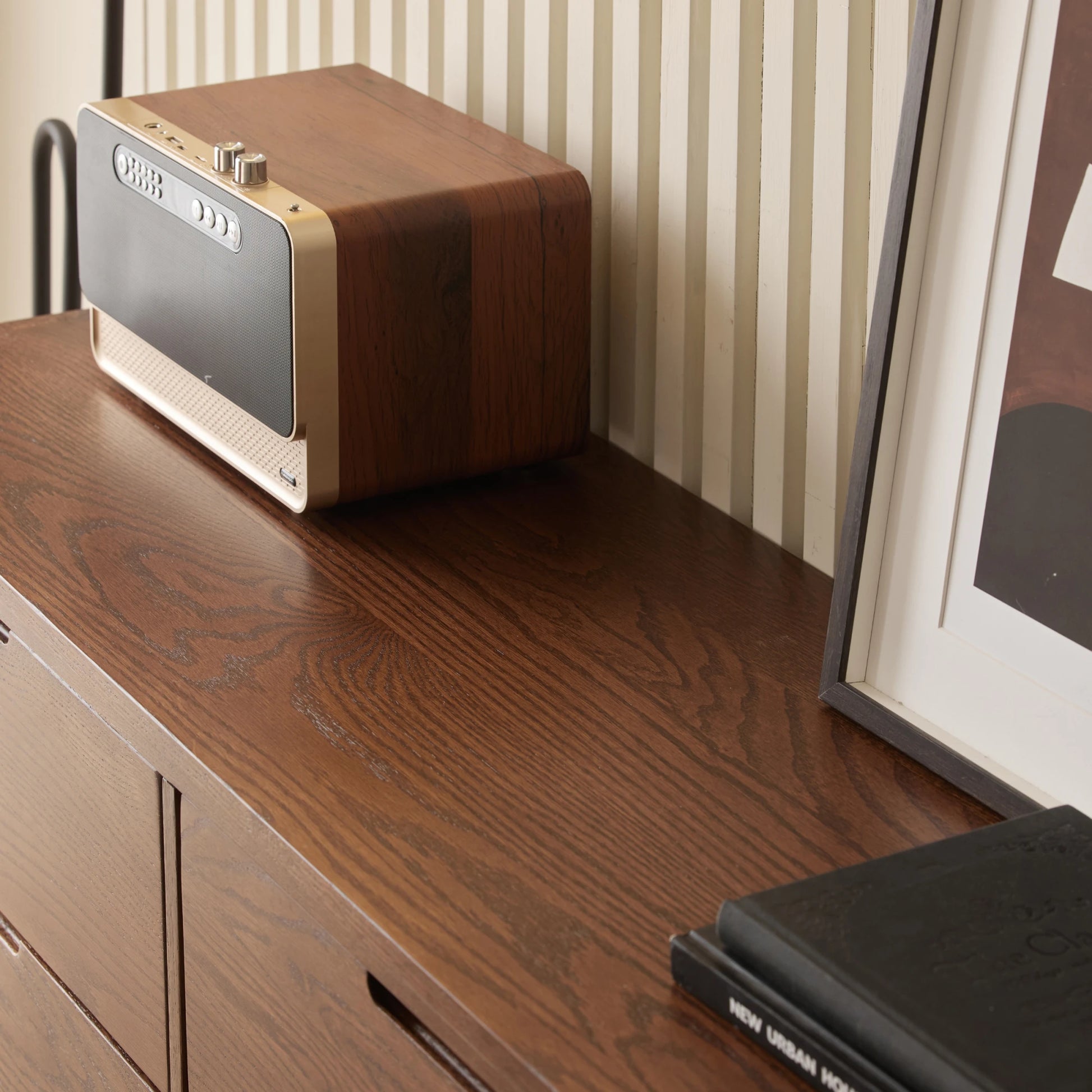 Solidwood Norway Chest of 6 Drawers, 120x40CM, Dark Wood