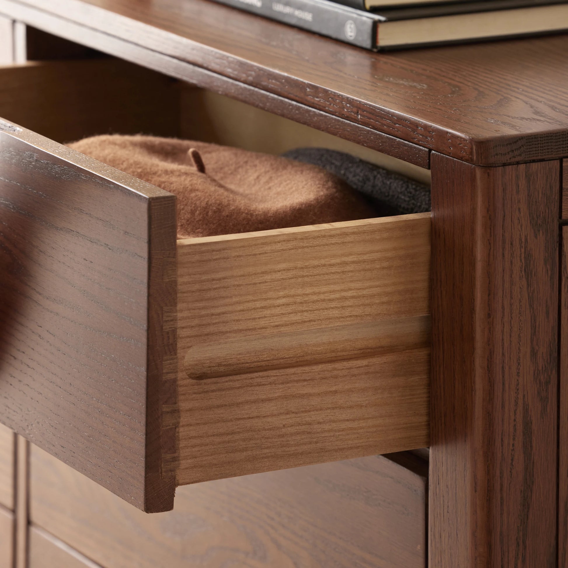 Solidwood Norway Chest of 6 Drawers, 120x40CM, Dark Wood