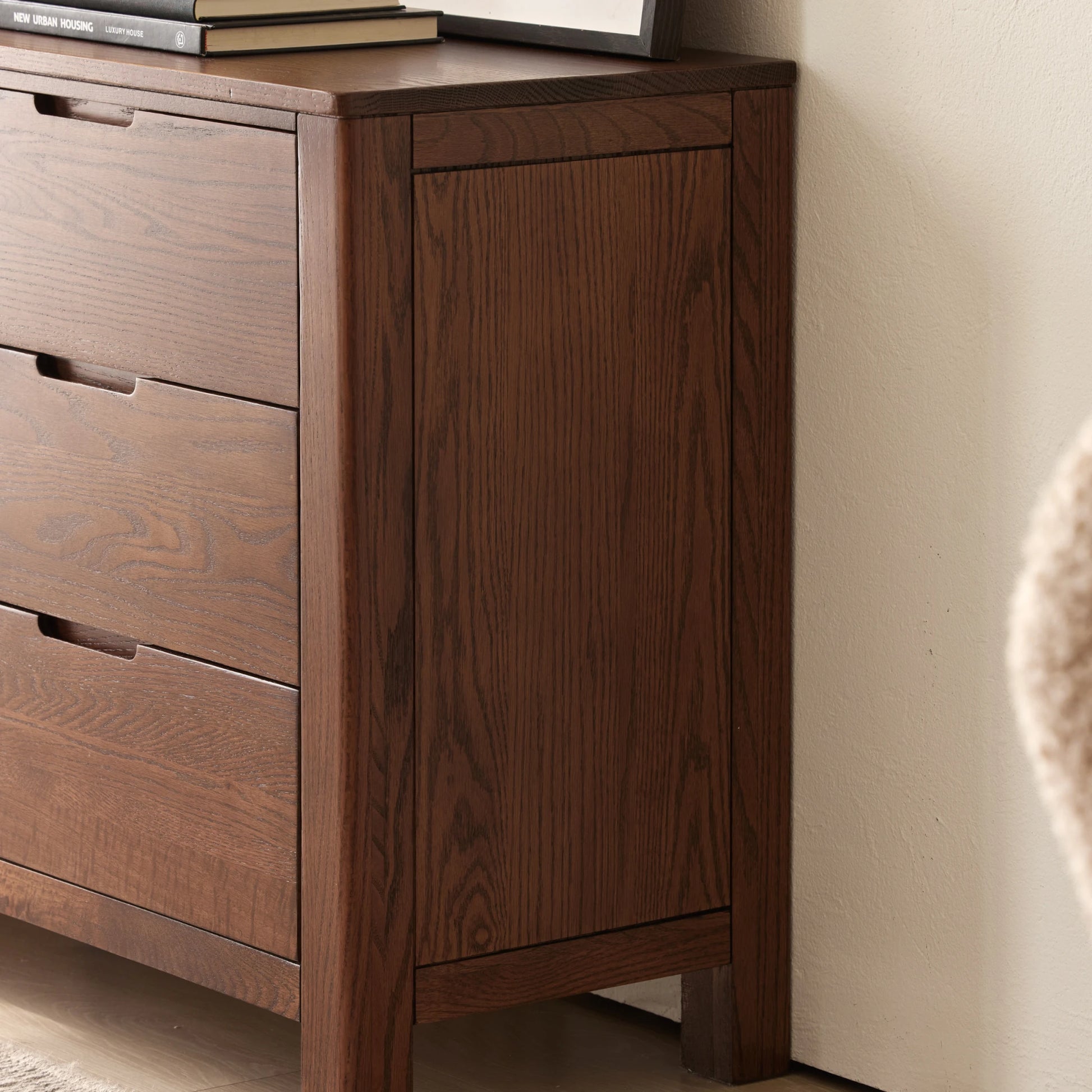 Solidwood Norway Chest of 6 Drawers, 120x40CM, Dark Wood