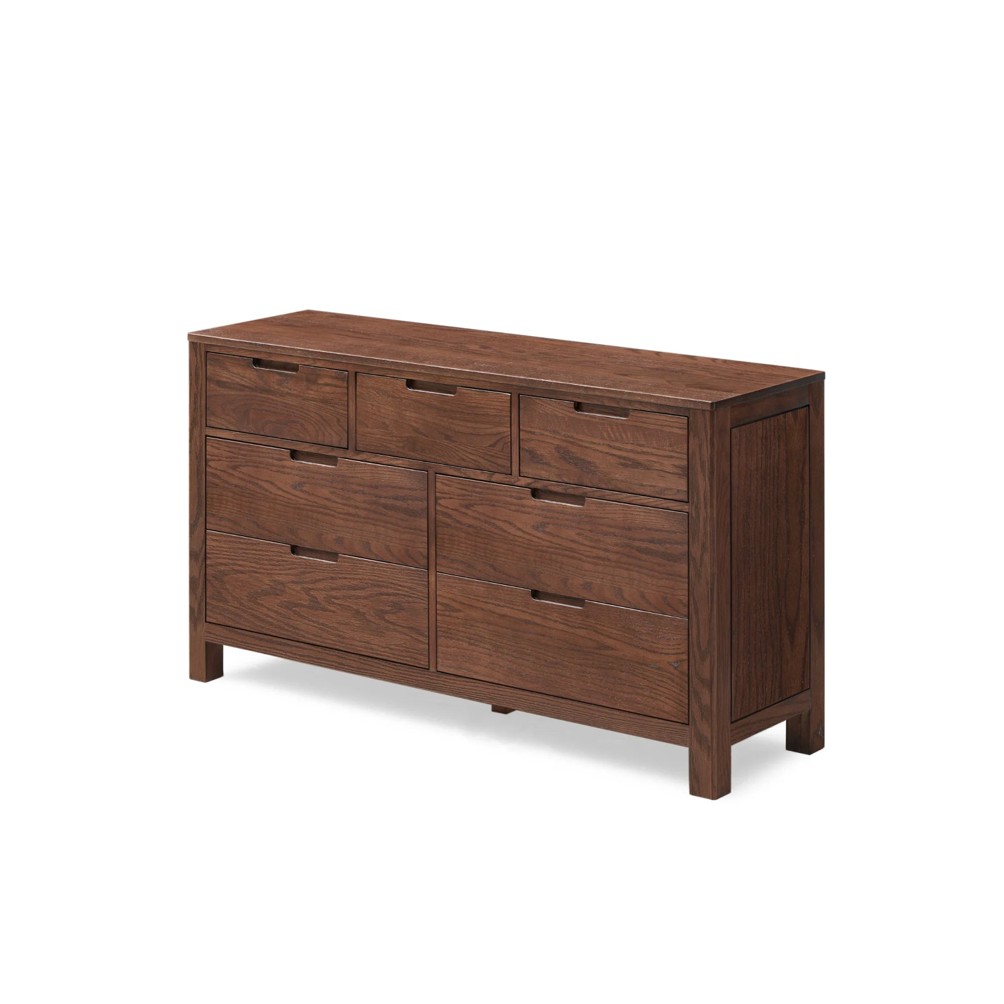 Solidwood Norway Chest of 7 Drawers, 135x40CM, Dark Wood
