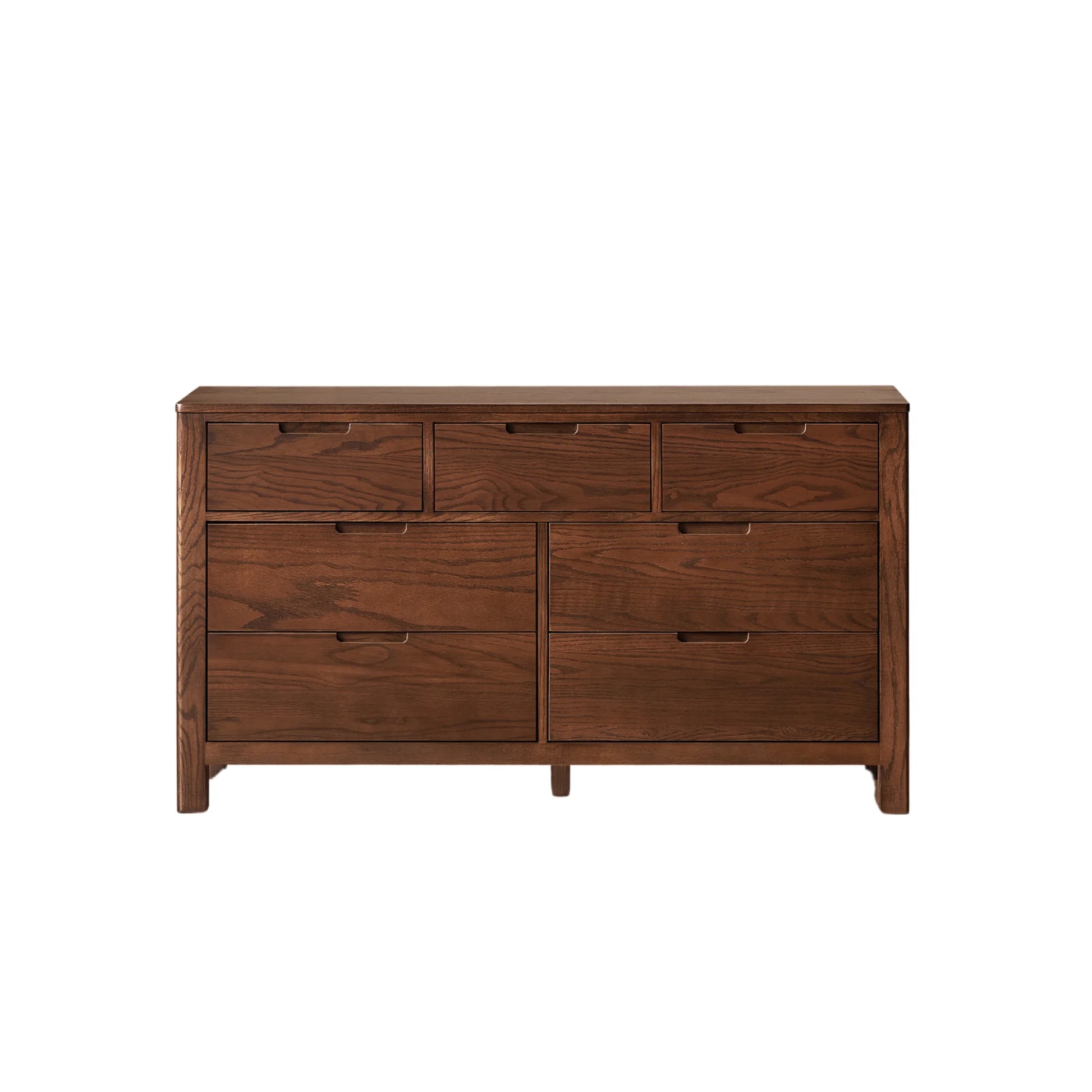 Solidwood Norway Chest of 7 Drawers, 135x40CM, Dark Wood