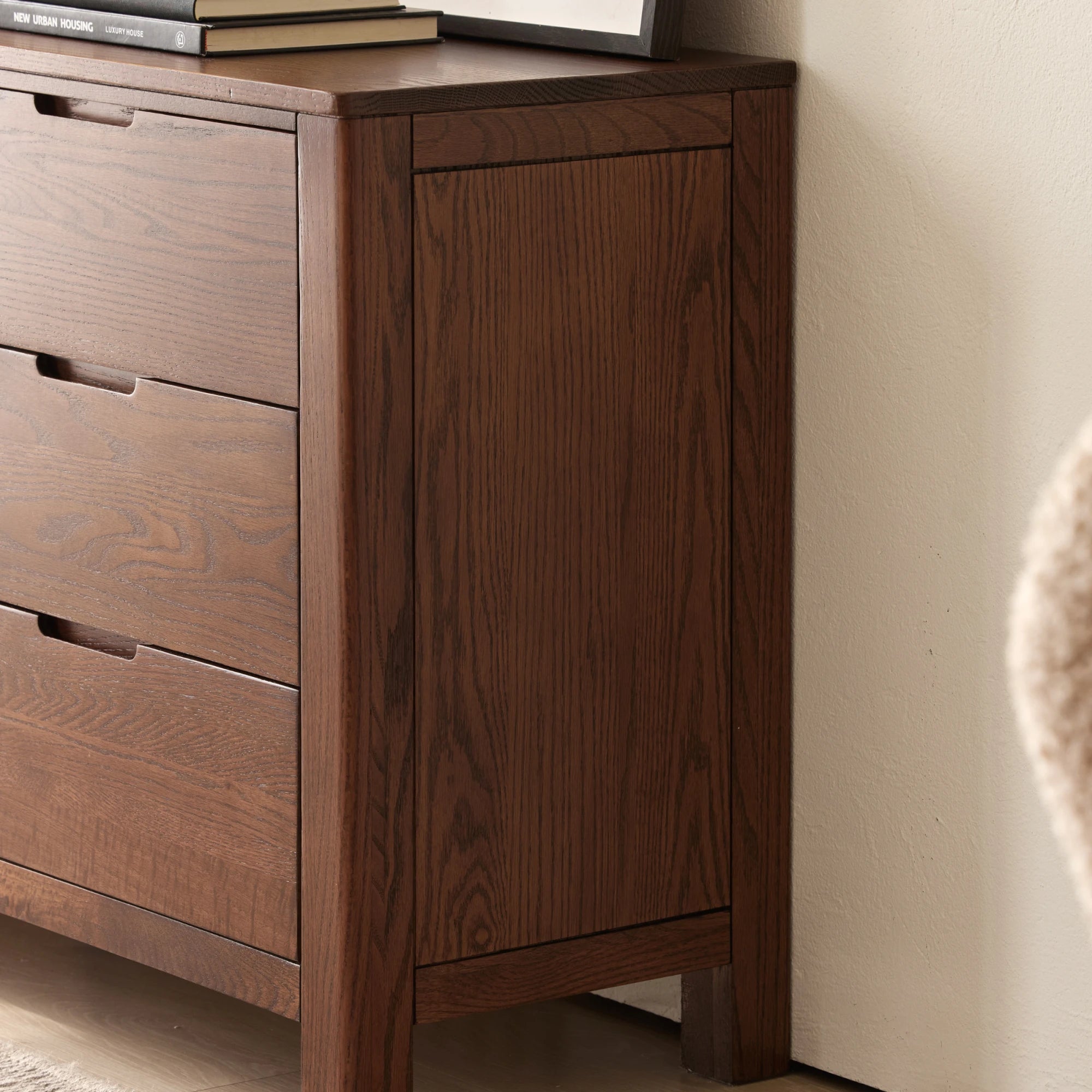 Solidwood Norway Chest of 7 Drawers, 135x40CM, Dark Wood