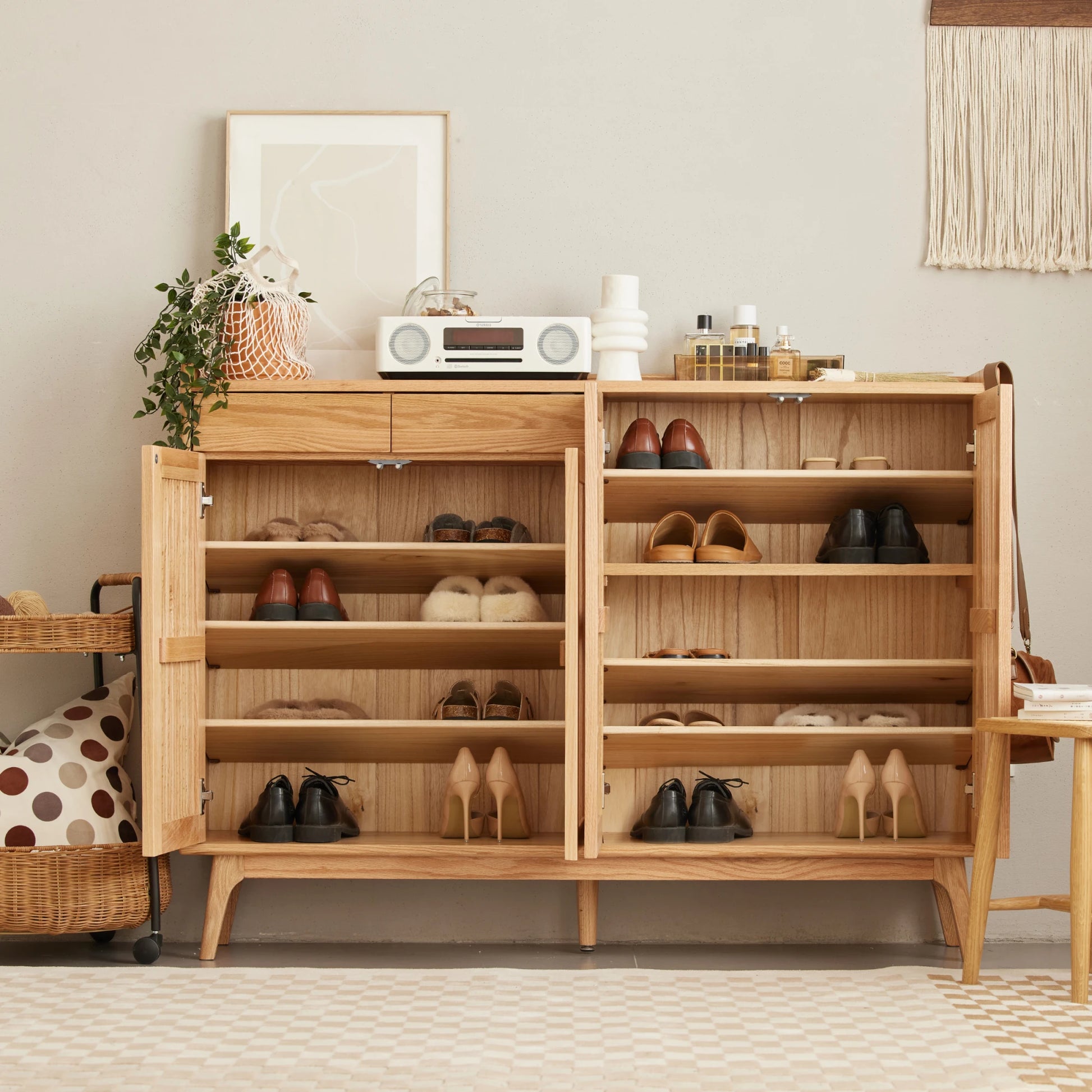 Solidwood Santa Rosa Shoe Cabinet with Drawers, 140cm