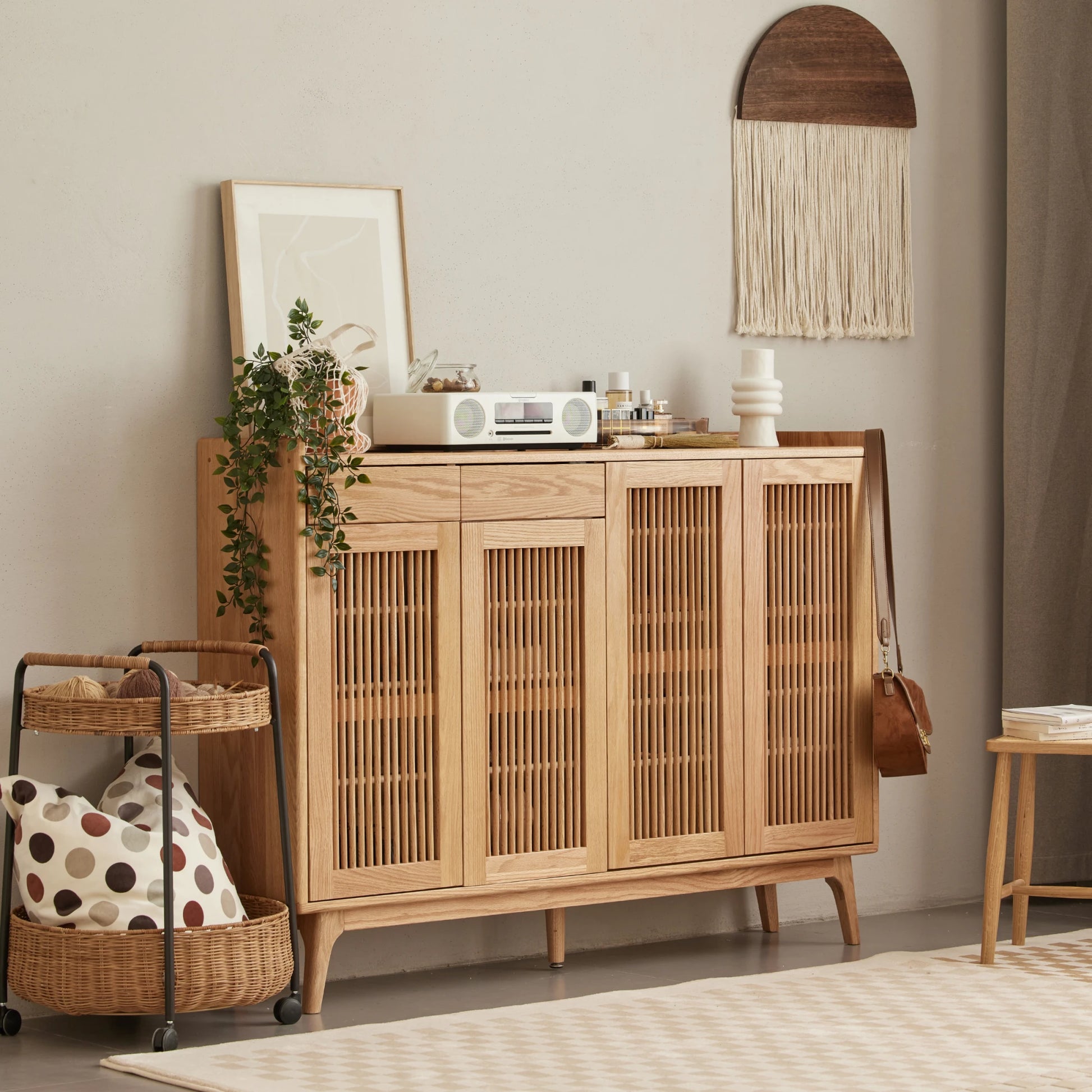 Solidwood Santa Rosa Shoe Cabinet with Drawers, 140cm