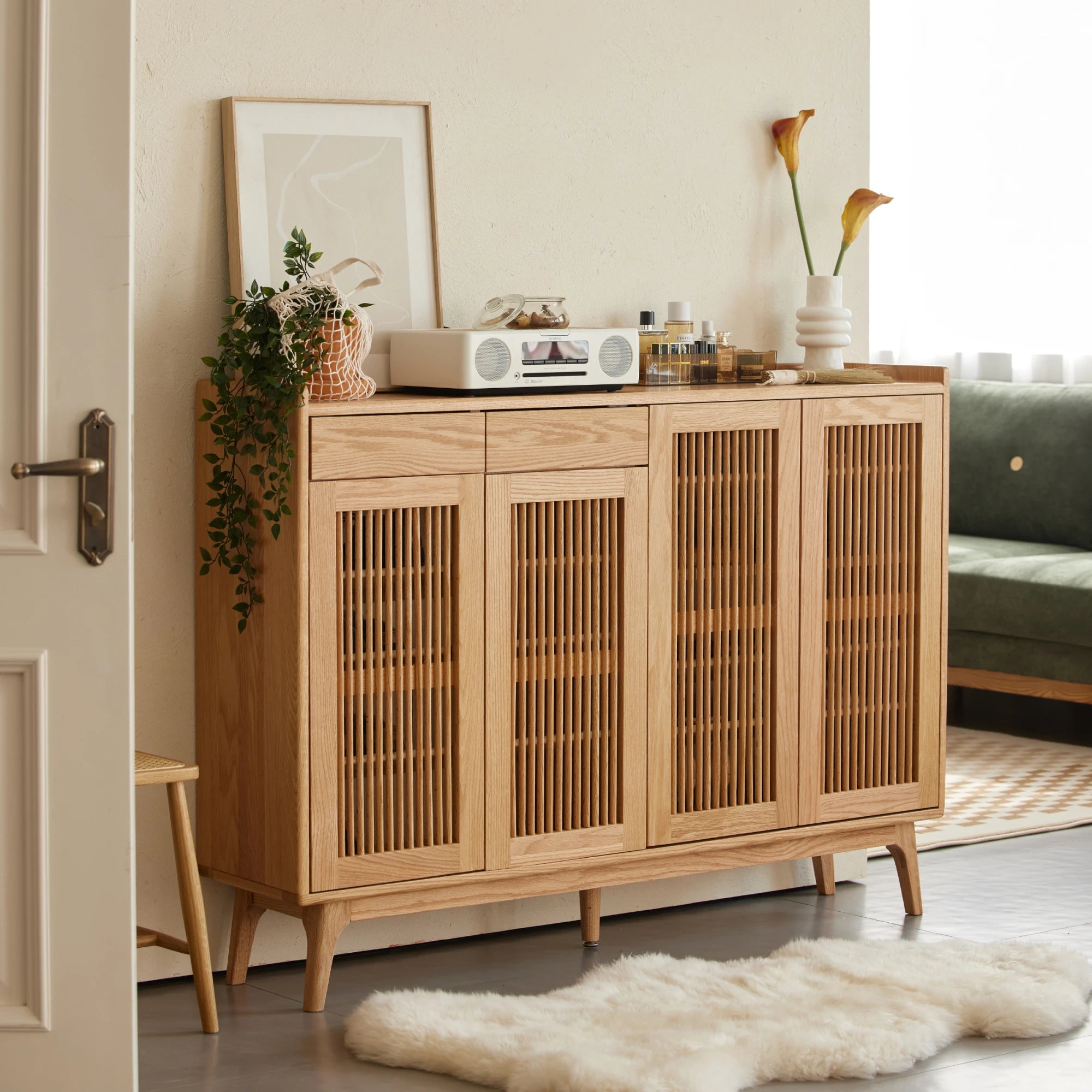 Solidwood Santa Rosa Shoe Cabinet with Drawers, 140cm