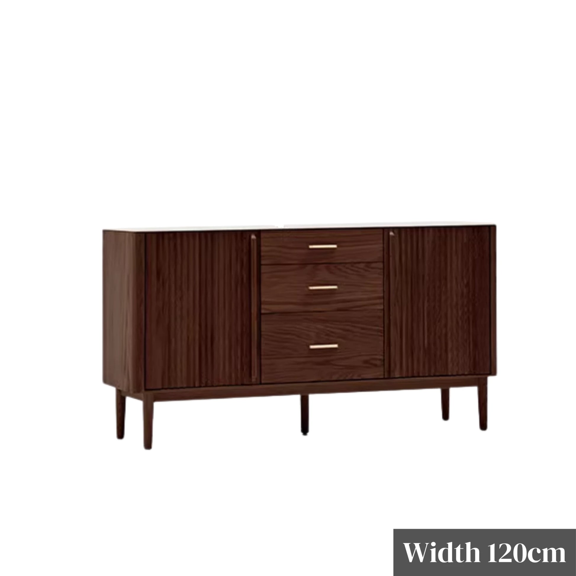 Solidwood Santa Rosa Sideboard with Sintered Stone Top, 120x42x81cm, Dark Wood