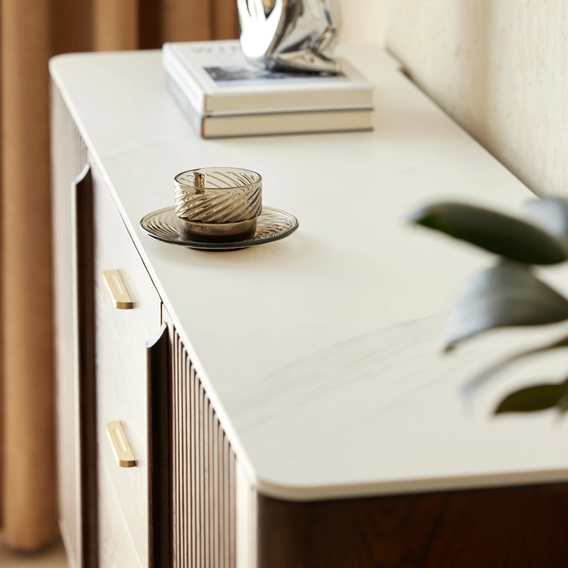 Solidwood Santa Rosa Sideboard with Sintered Stone Top, 120x42x81cm, Dark Wood