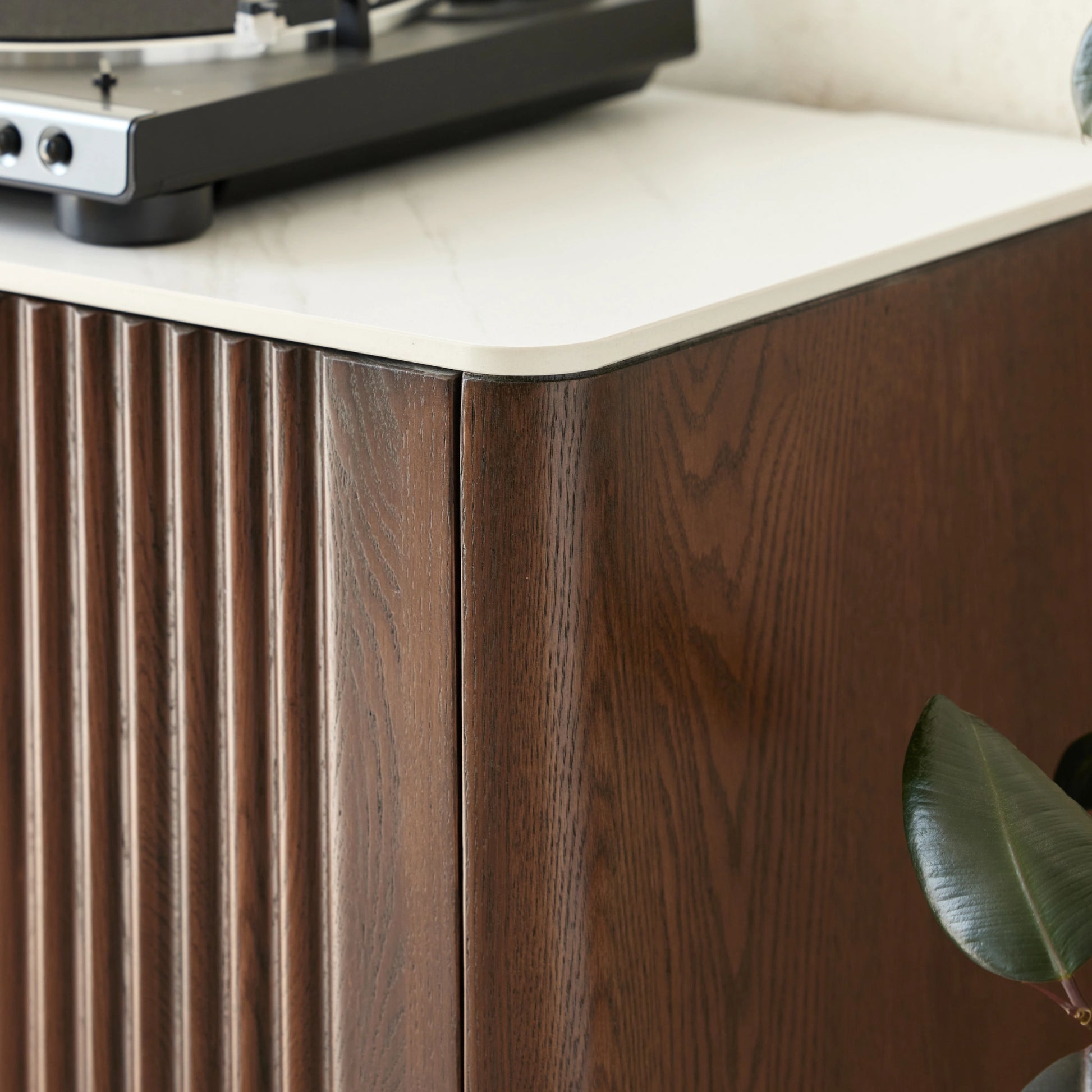 Solidwood Santa Rosa Sideboard with Sintered Stone Top, 120x42x81cm, Dark Wood