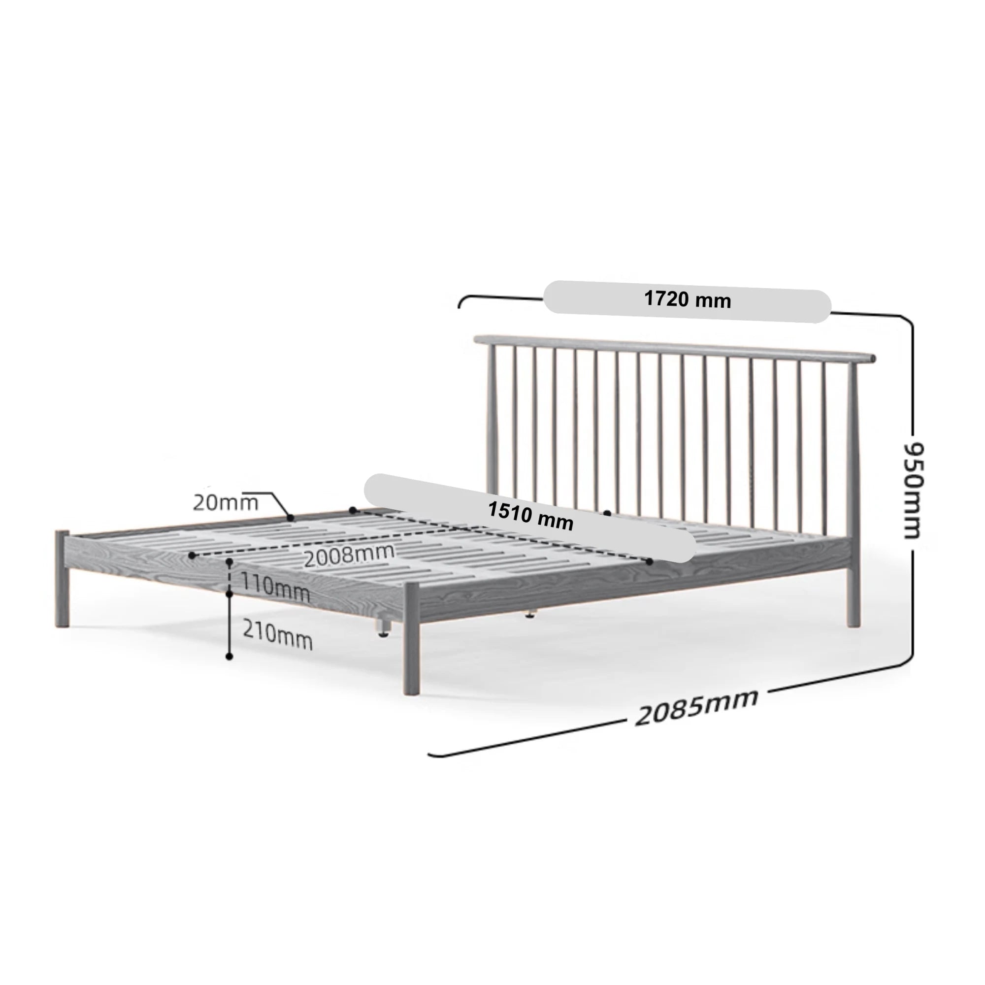 Solidwood Santa Rosa Bed Frame, Dark Wood