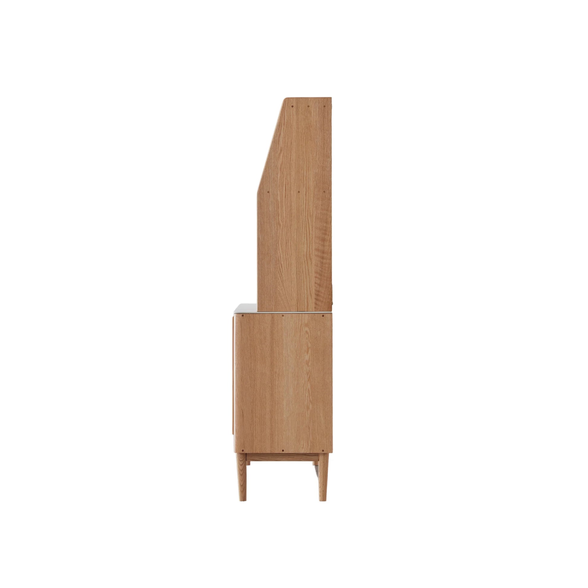 Solidwood Santa Rosa Sideboard with Sintered Stone Top & Hutch, 150x42x172cm, Natural Wood