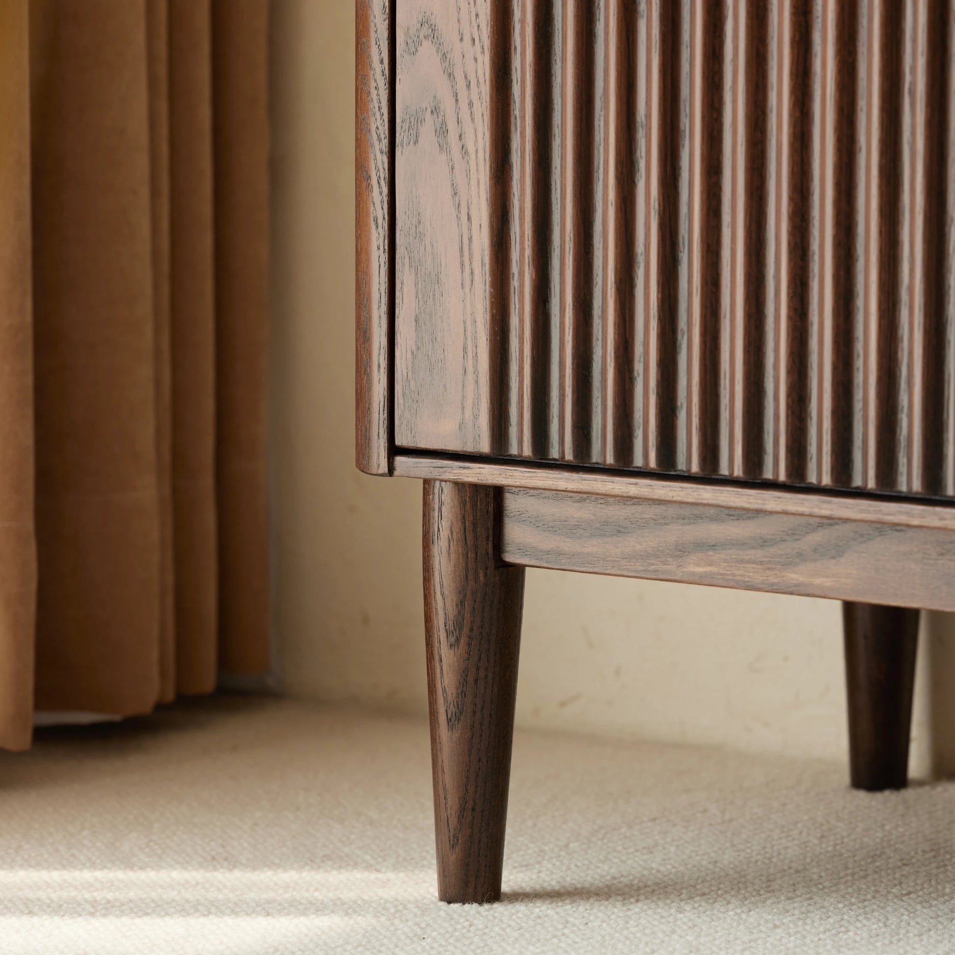 Solidwood Santa Rosa Sideboard with Sintered Stone Top & Hutch, 120x42x172cm, Dark Wood