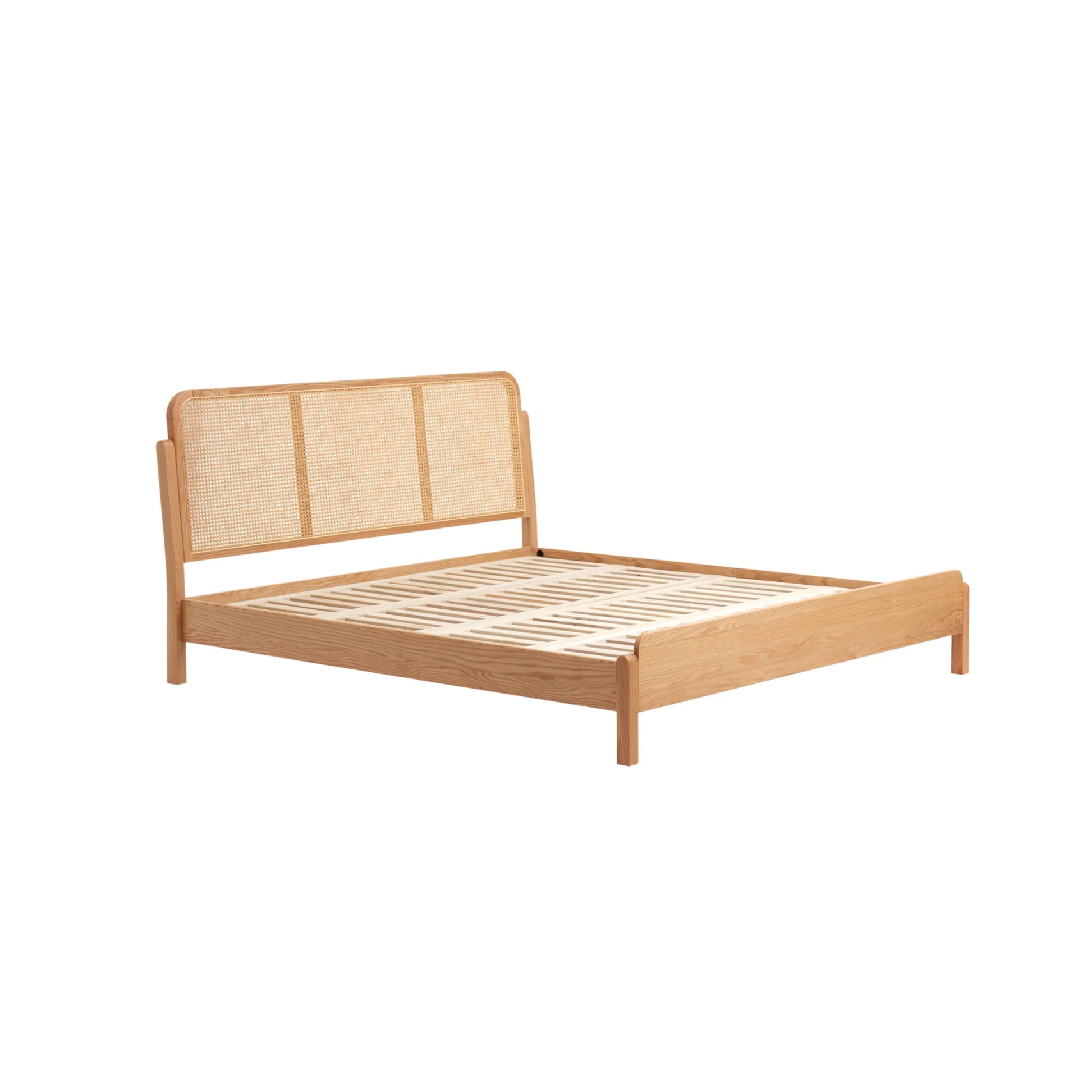 Solidwood Wenrik Bed Frame With Adjustable Headboard, Natural Wood