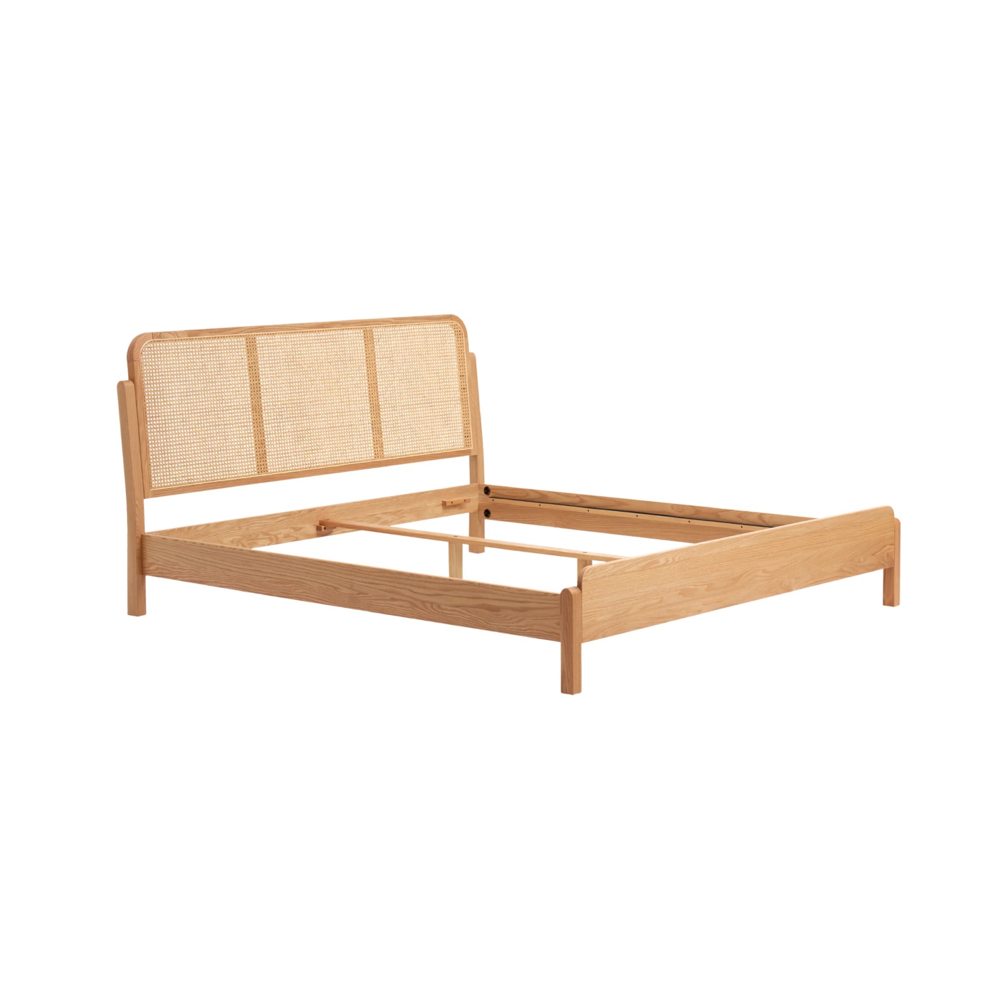Solidwood Wenrik Bed Frame With Adjustable Headboard, Natural Wood